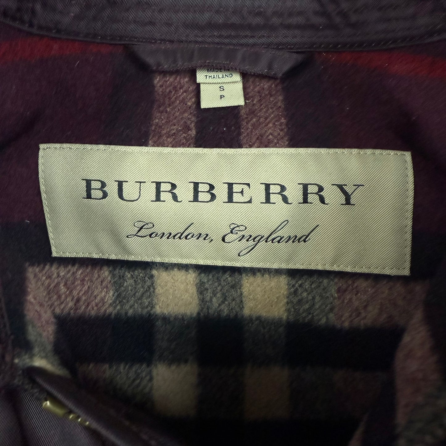 Burberry Satin Bomber Jacket with Check Undercollar