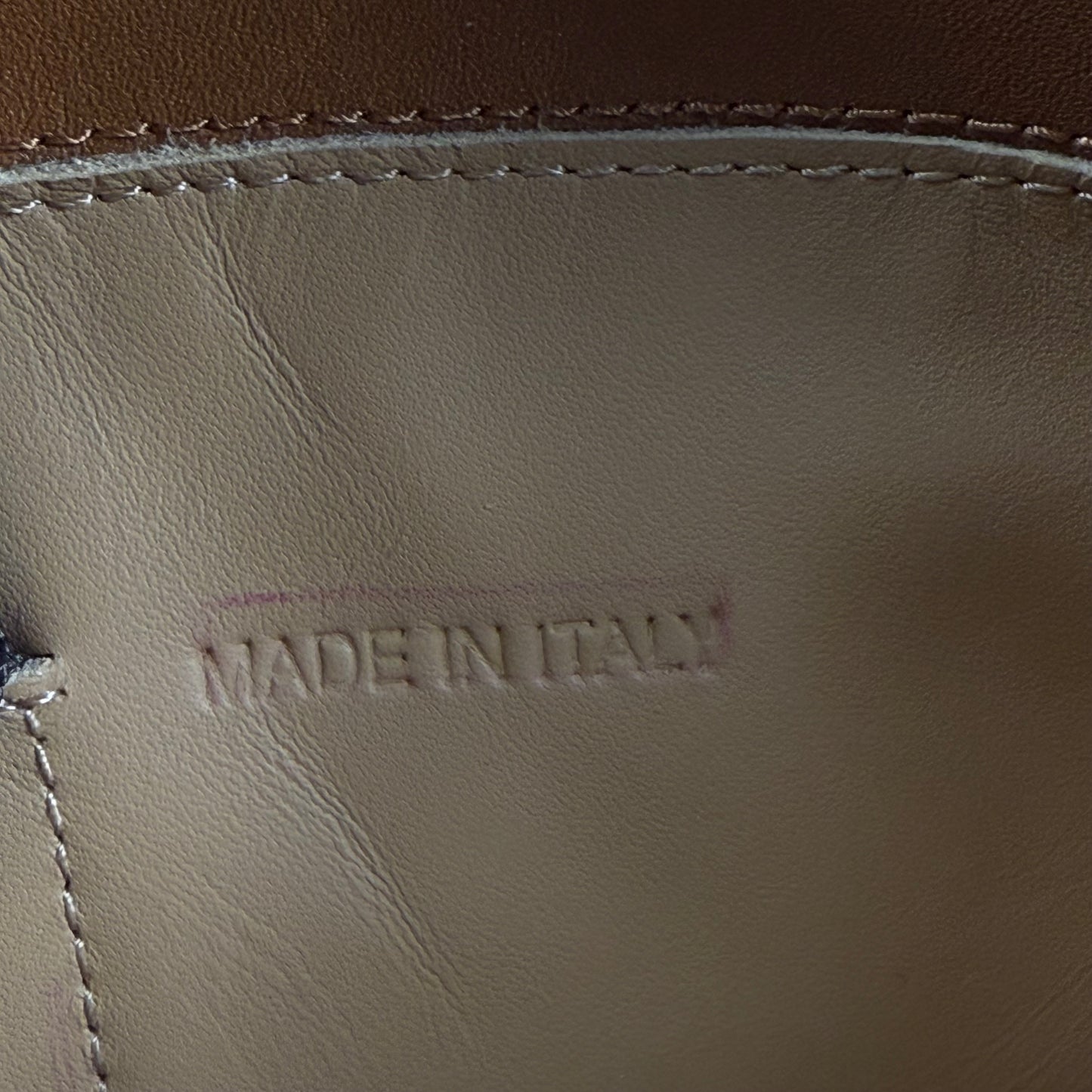 PRADA Camel Leather Logo Belted Knee-High Riding Boots