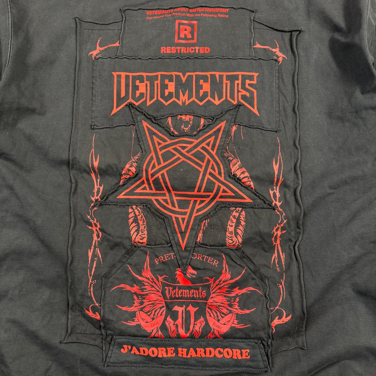 Vetements Hardcore Patched Dense ‘Black’ T-Shirt