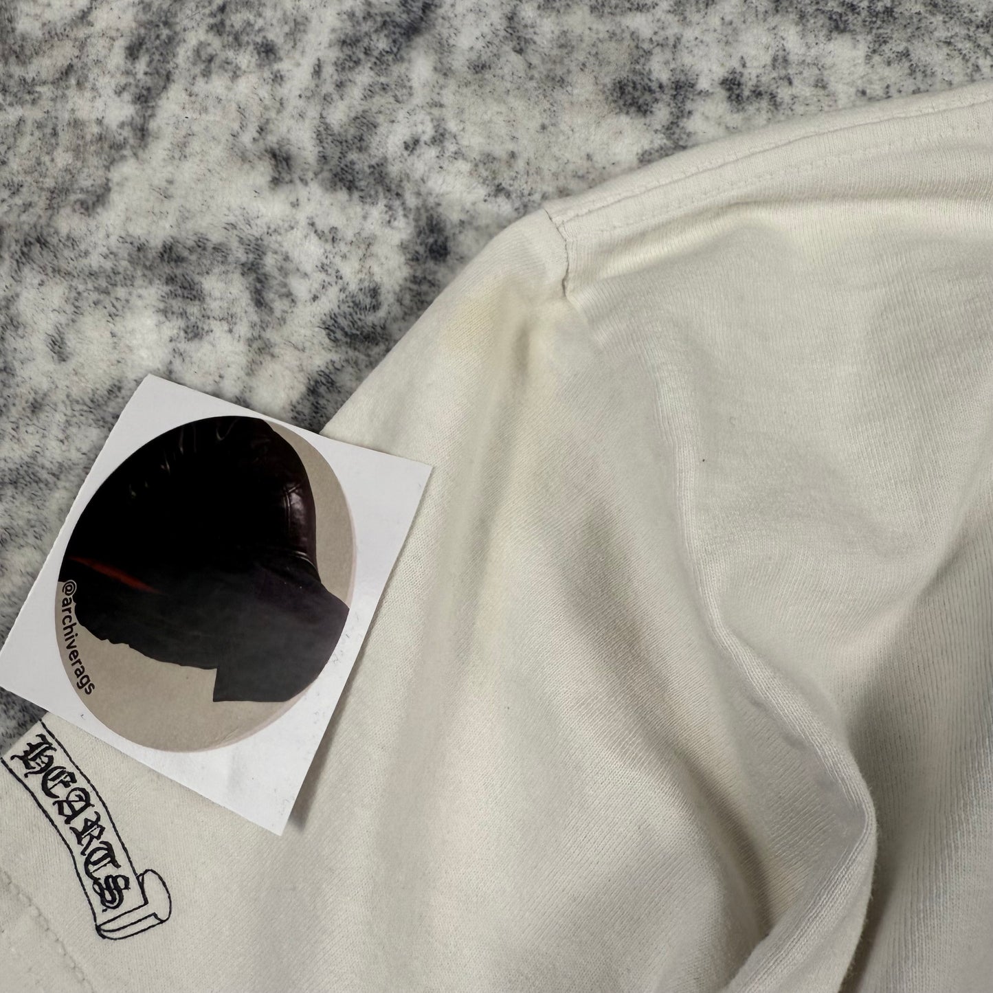 Chrome Hearts Vintage Floral Horseshoe Pocket ‘White’ T-Shirt