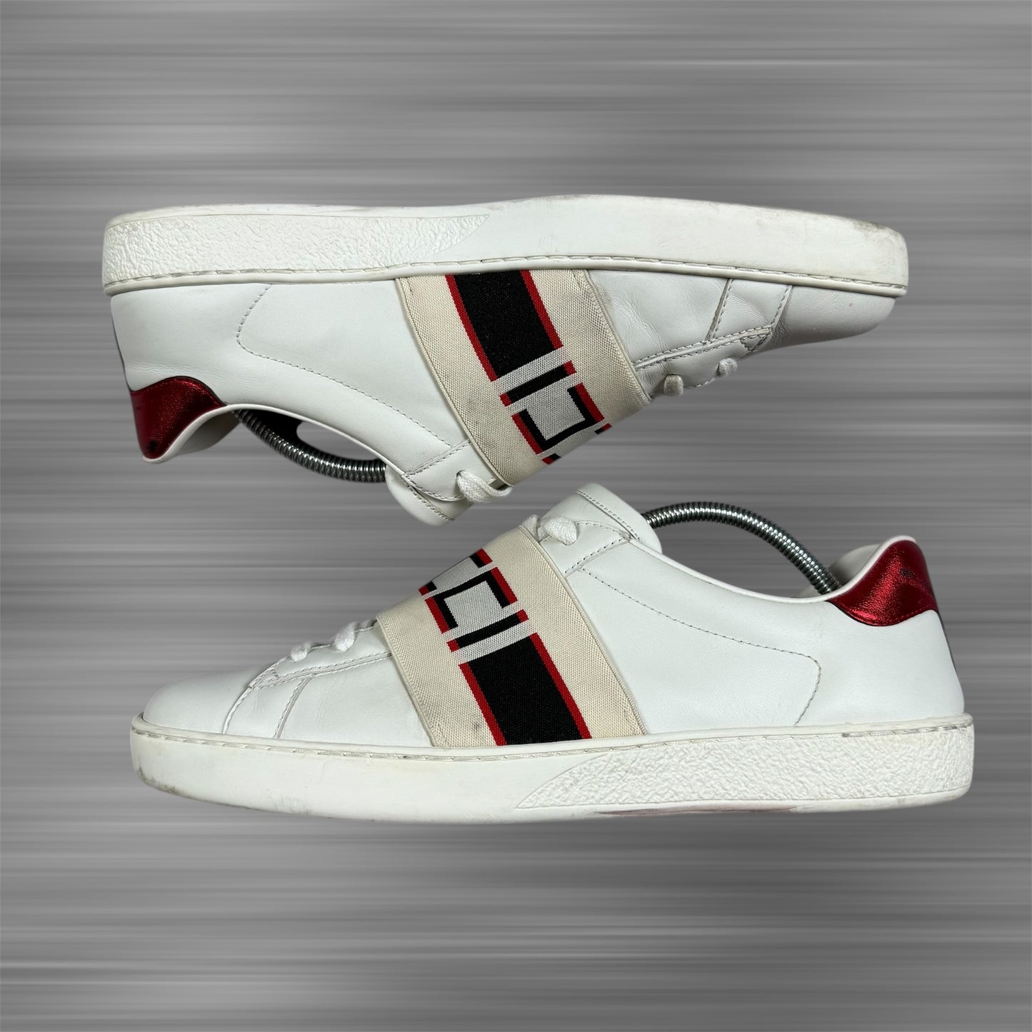 GUCCI ACE Band Logo White Leather Shoes