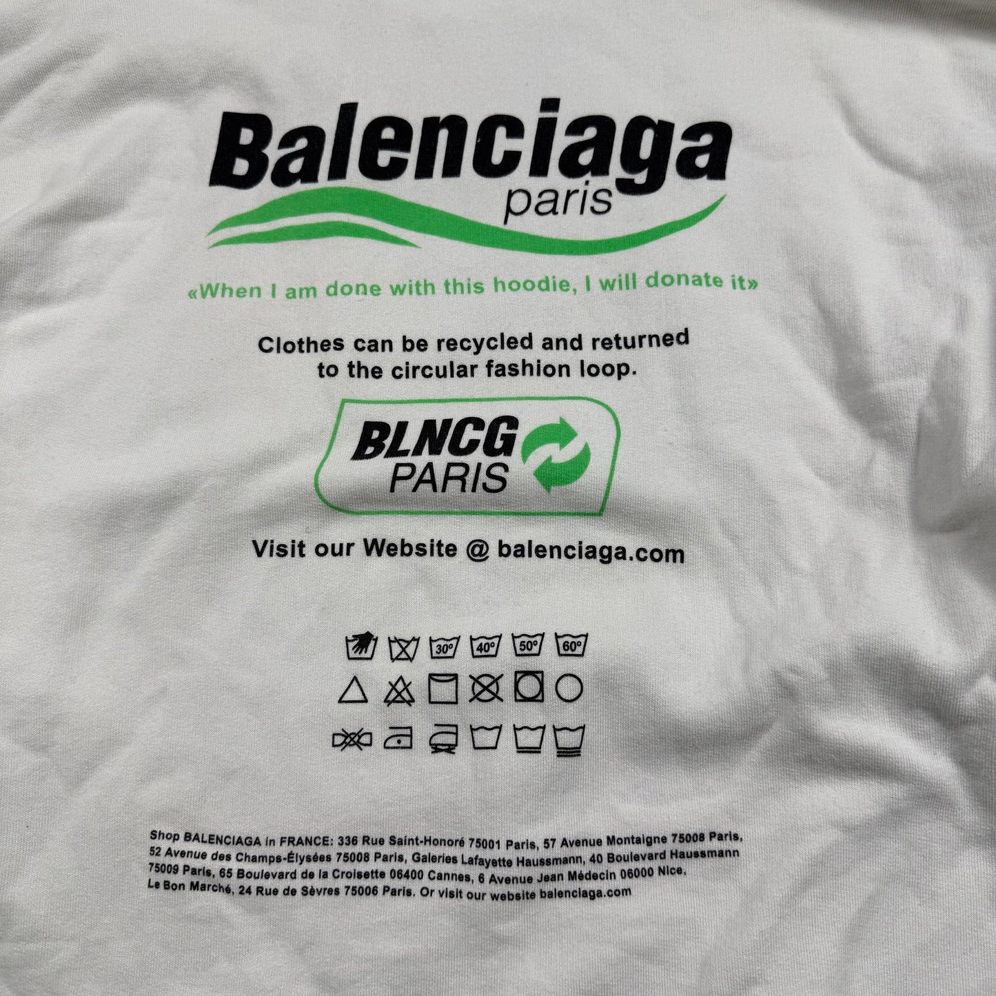 Balenciaga ‘Recycling’ White Pullover Hoodie