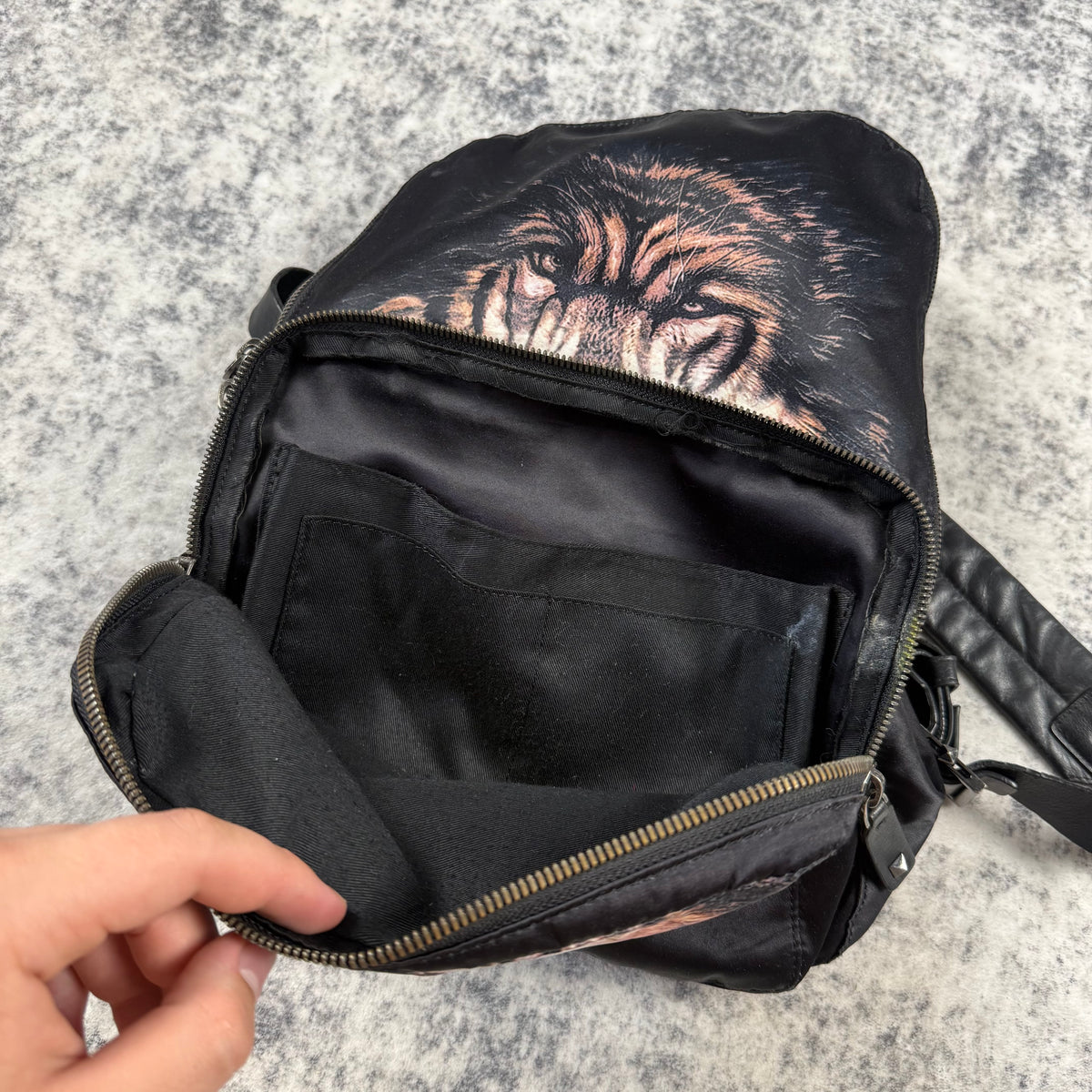 Valentino 2010s Garavani Wolf Print Rockstud Backpack