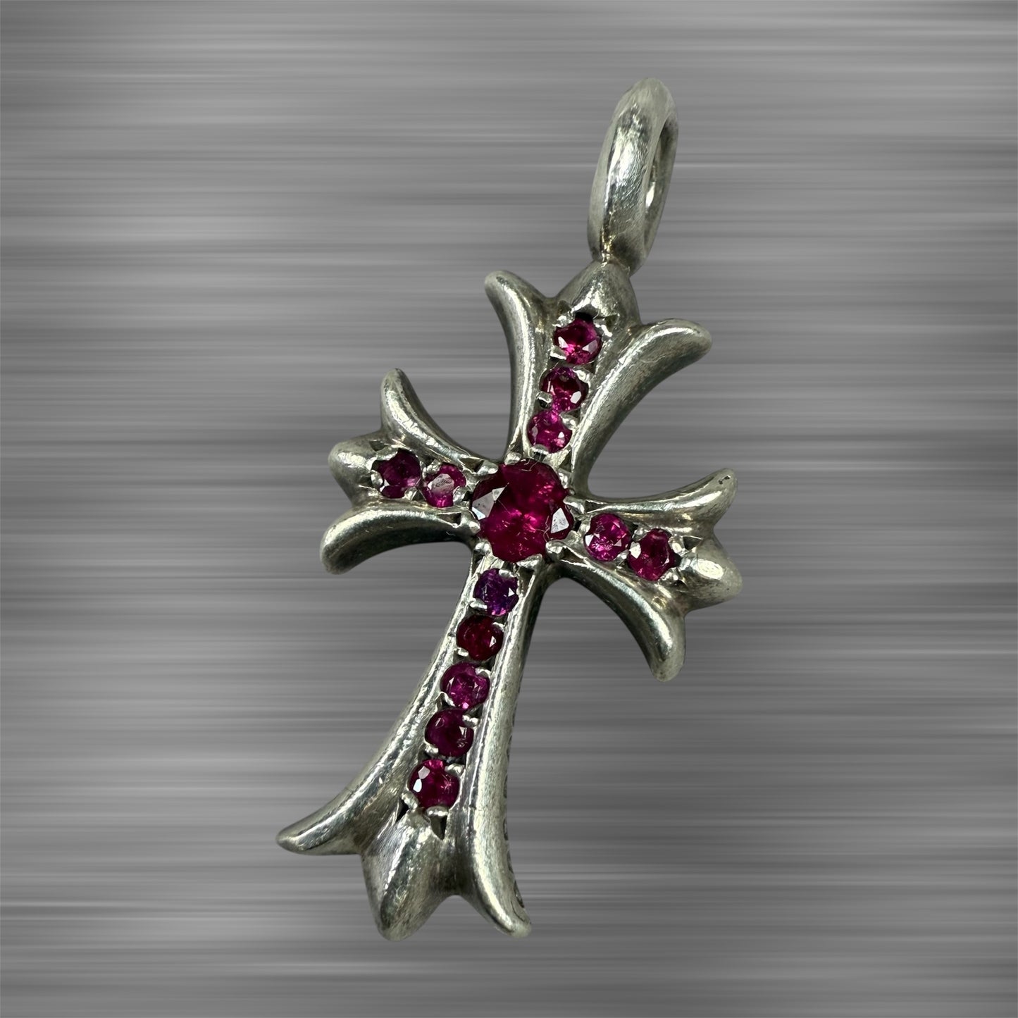 Chrome Hearts Tiny Ruby Cross Pendant