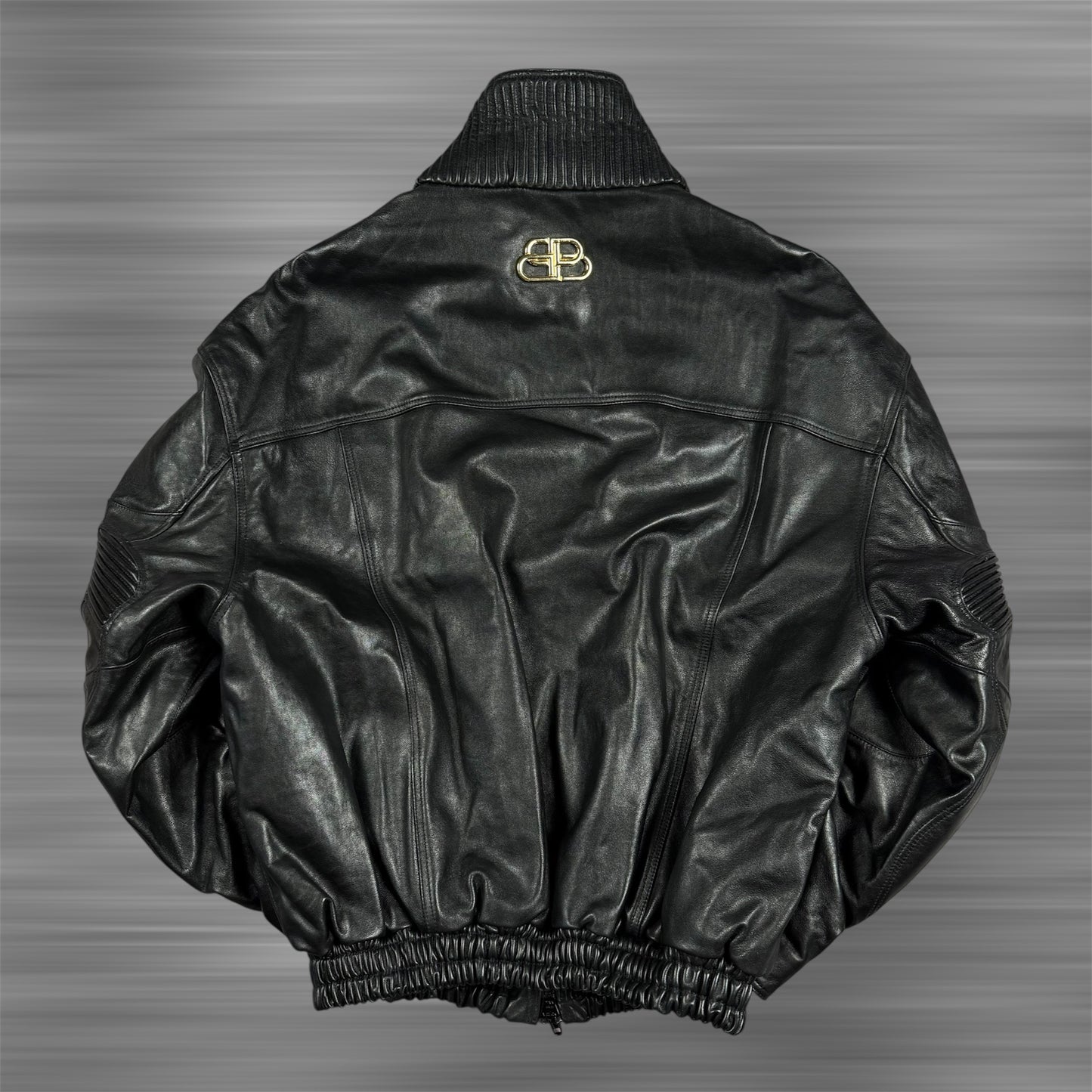 Balenciaga SS23 Leather Interlock Logo Biker Jacket