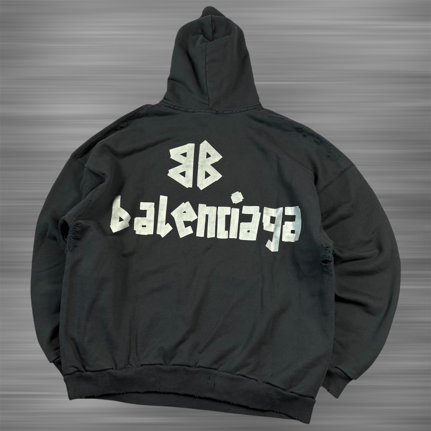 Balenciaga Tape Type Logo Distressed Hoodie