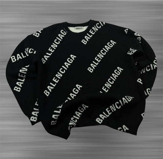 Balenciaga Black Monogram Knit Sweater