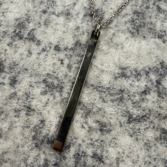 Parts of Four Polished Sterling Silver Long Plate Necklace