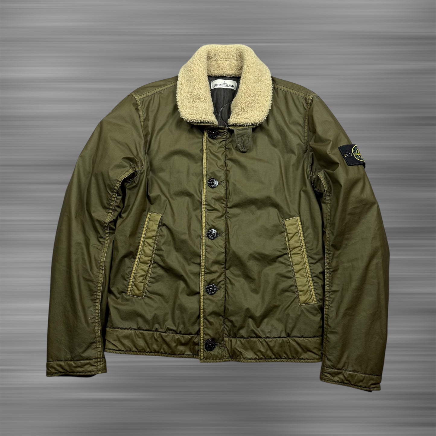 Stone Island Khaki Mussola Gommata Flight Jacket