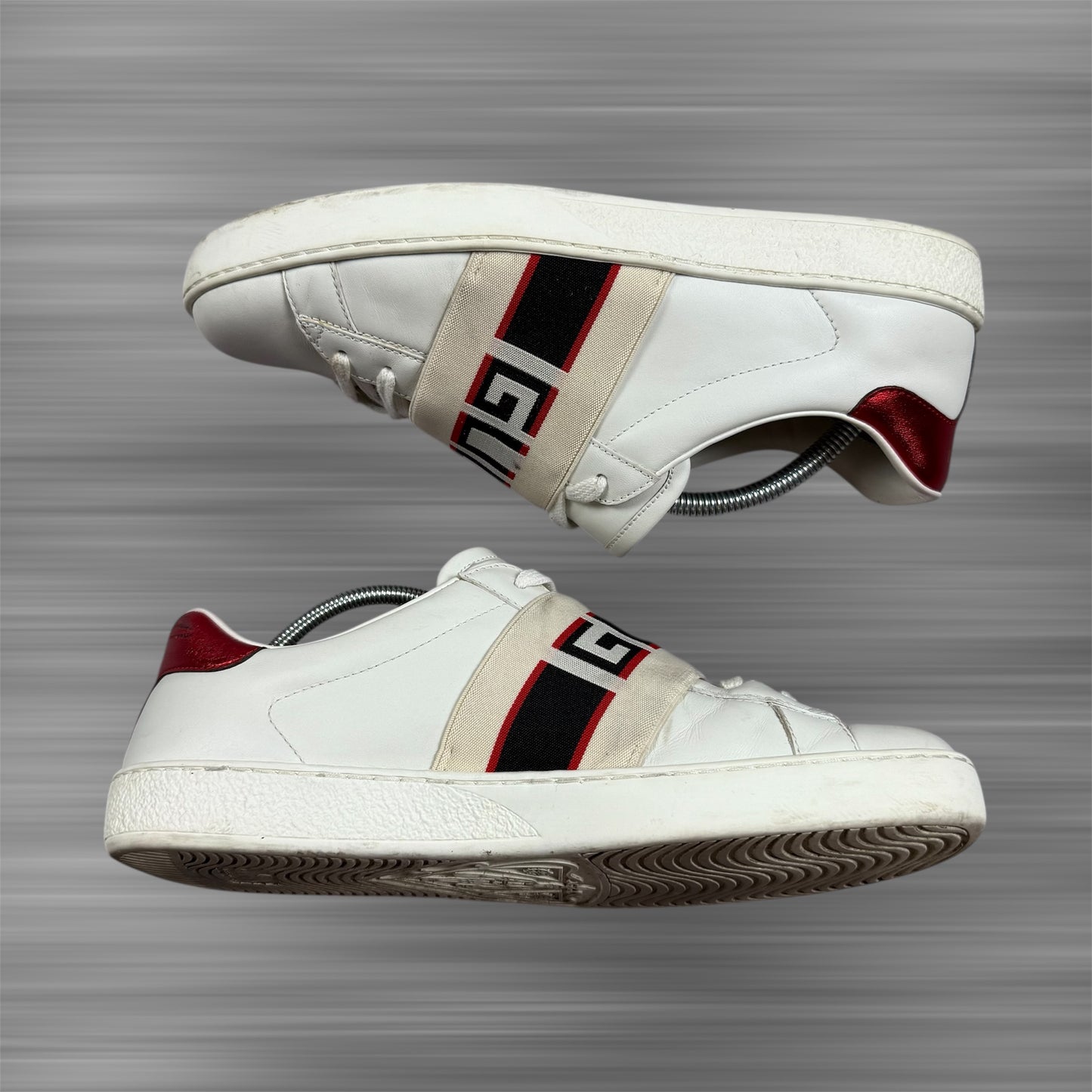 GUCCI ACE Band Logo White Leather Shoes