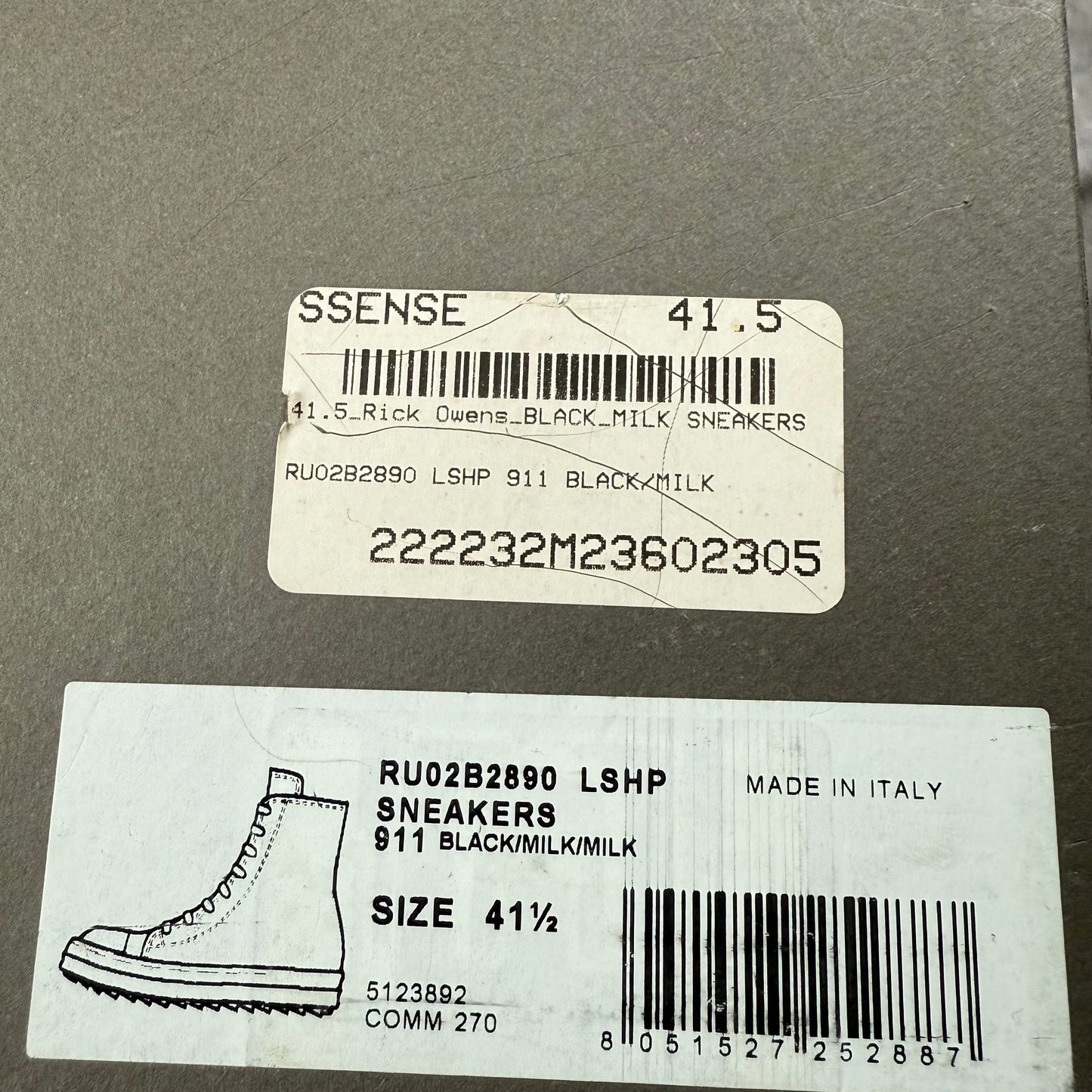 Rick Owens Sherpa Ramone Sneaker High Black Milk