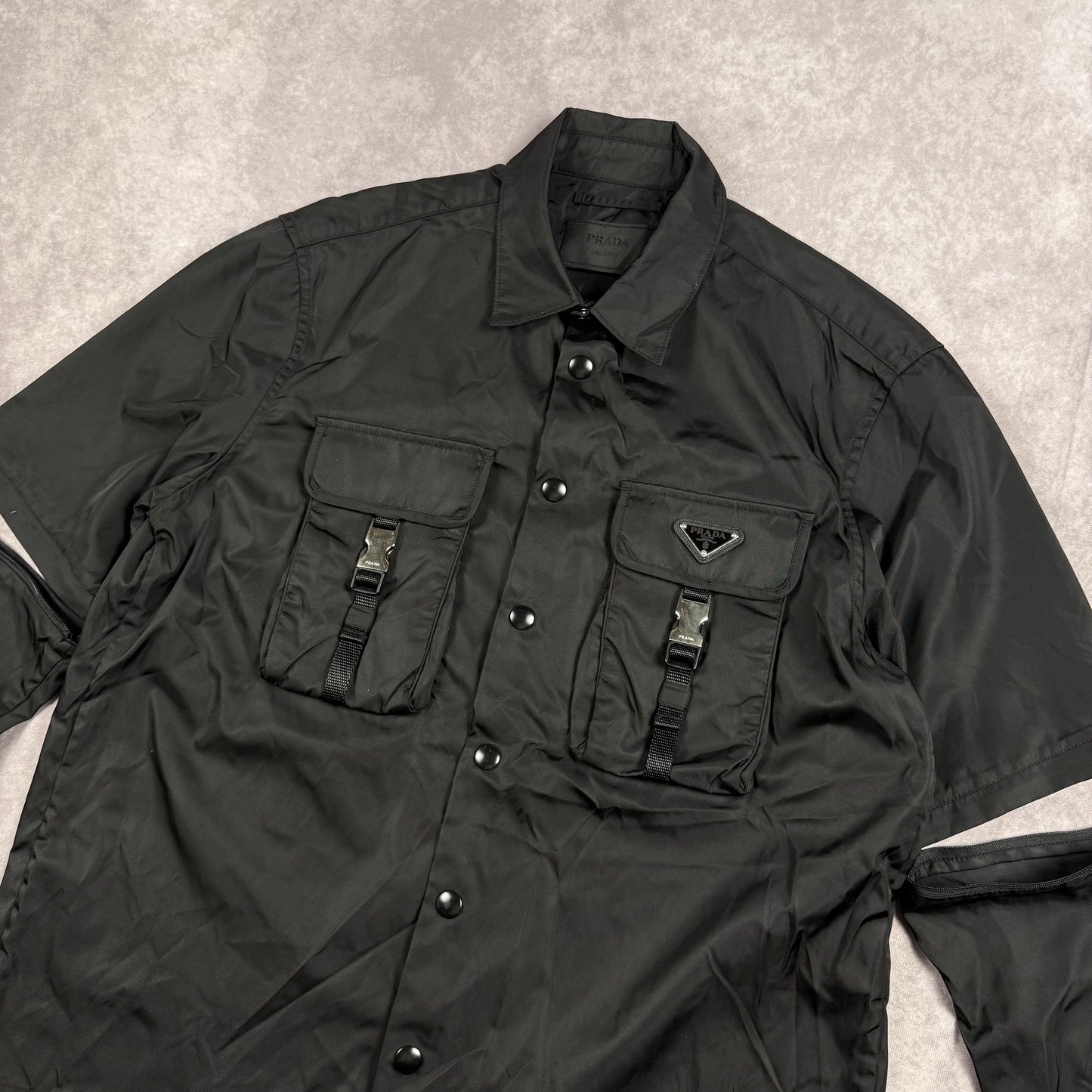 Prada Re-Nylon Tactical Button Up Transformer Shirt