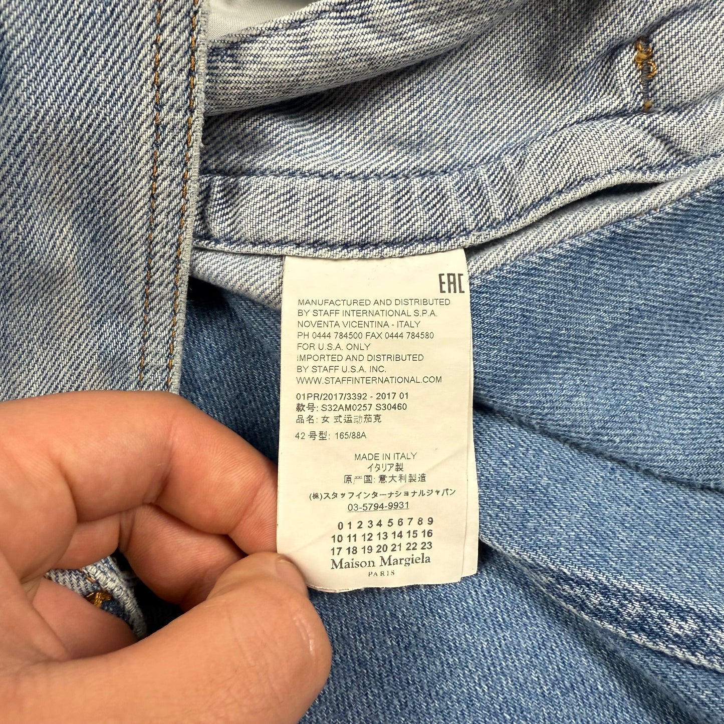 SS2017 Maison Margiela Two Tone Blue Denim Jacket