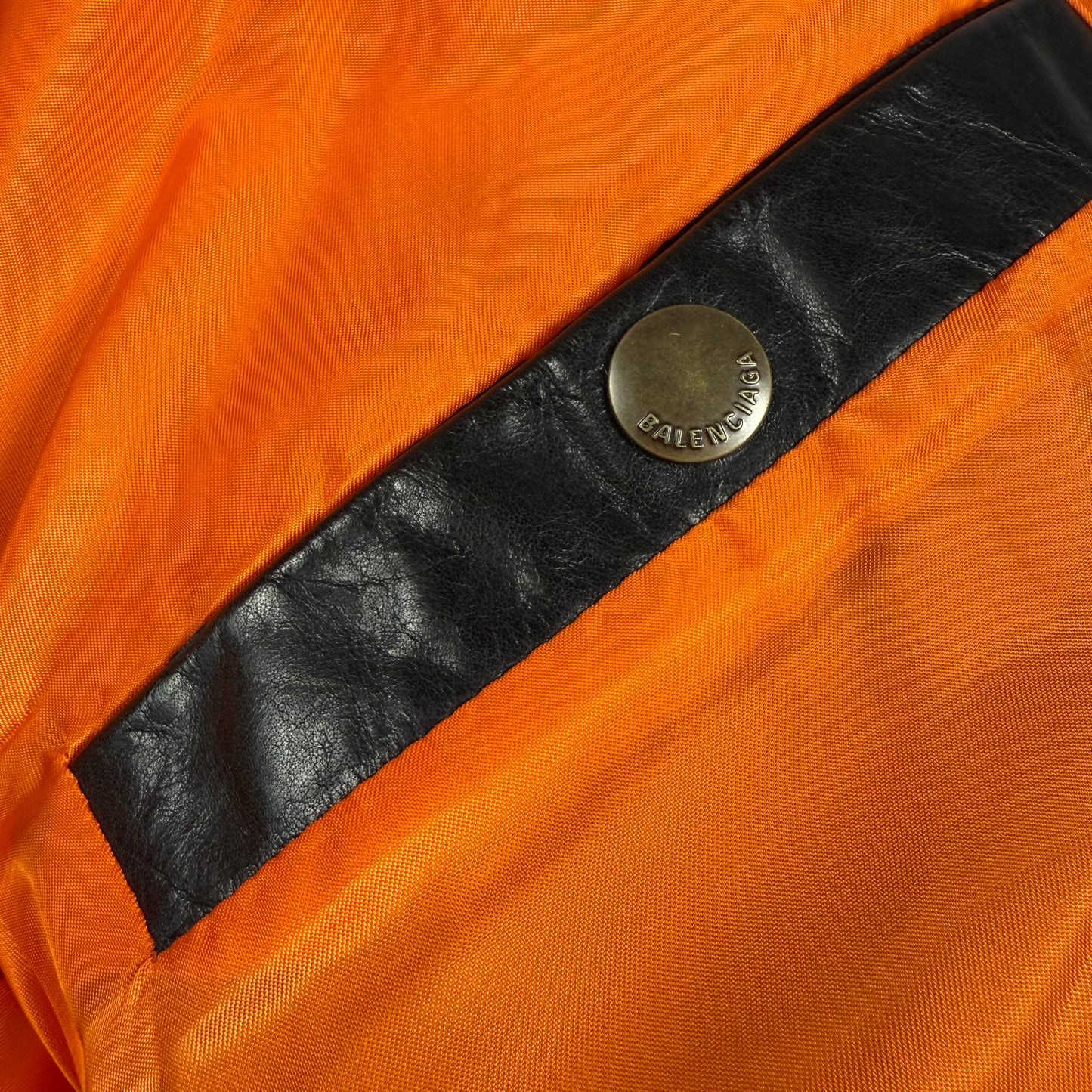 Balenciaga AW22 Leather MA-1 Oversized Hooded Bomber Jacket