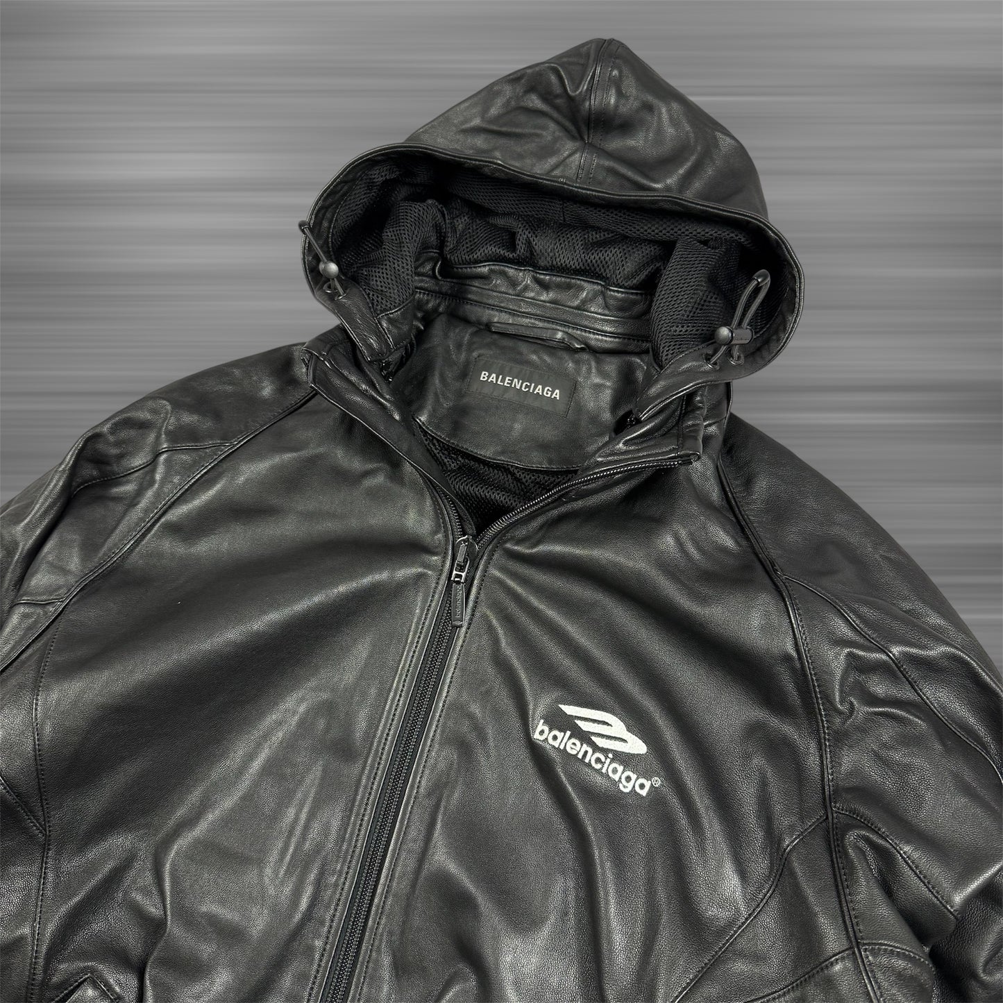 BALENCIAGA 3B Sports Icon leather track jacket