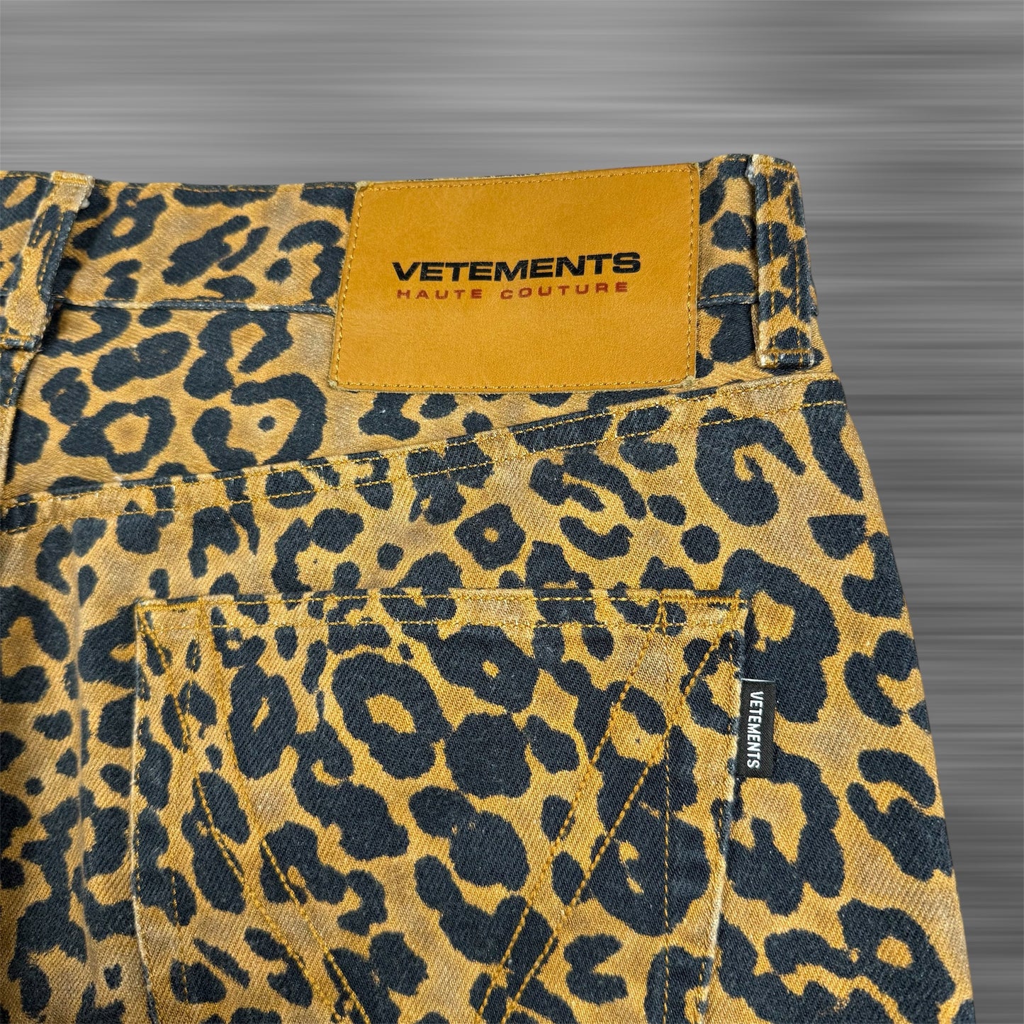 Vetements Leopard Denim Shorts