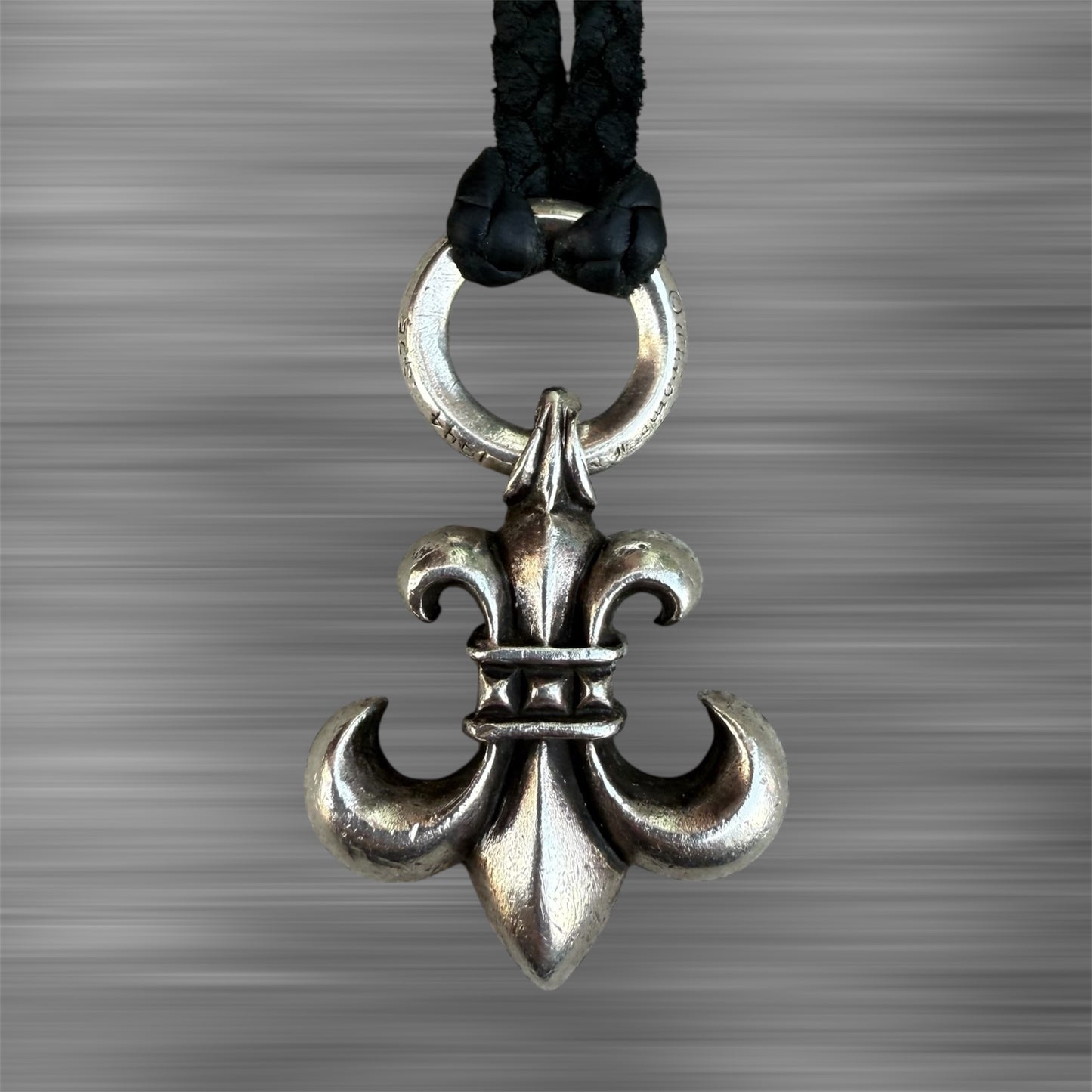 Chrome Hearts Fleur Pendant + Leather Necklace Combo