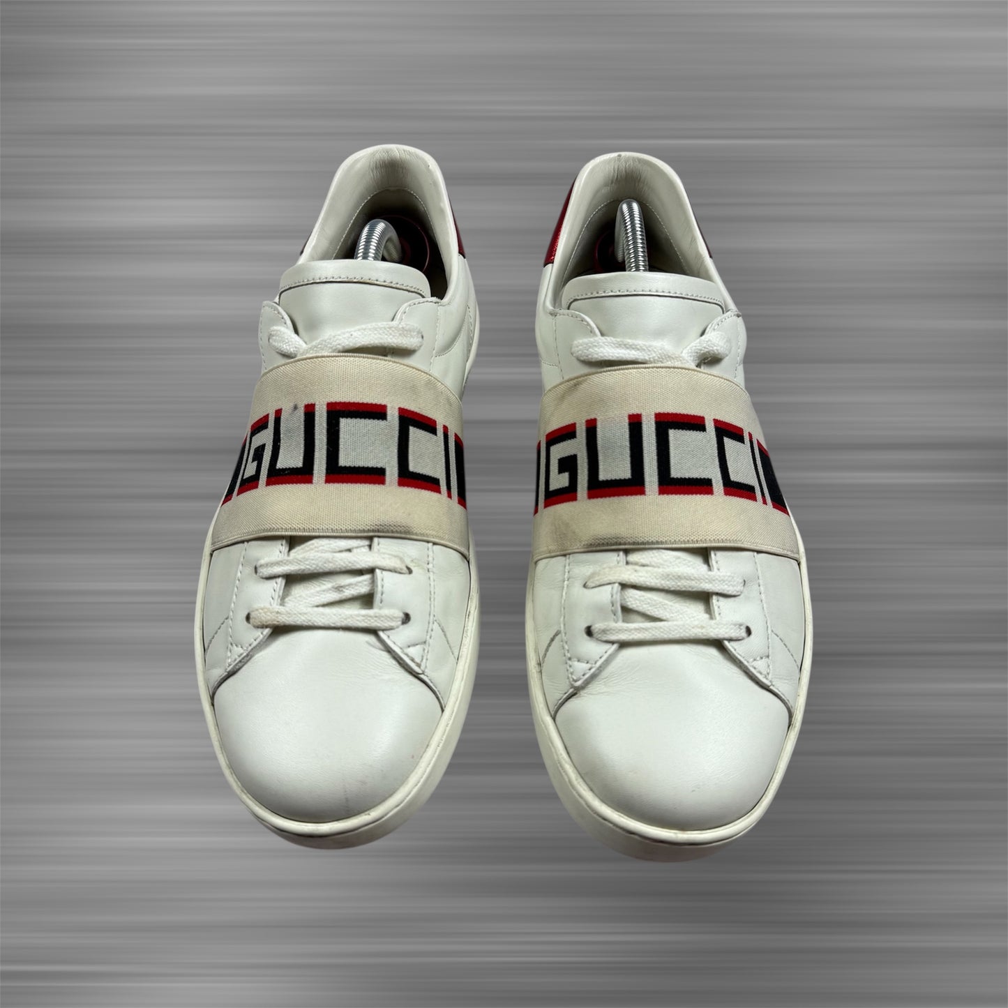 GUCCI ACE Band Logo White Leather Shoes