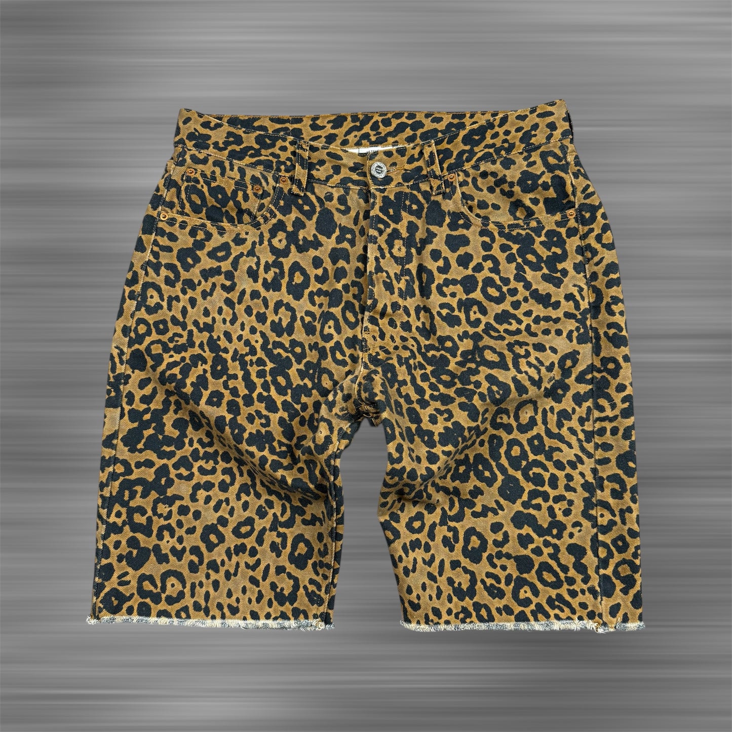Vetements Leopard Denim Shorts