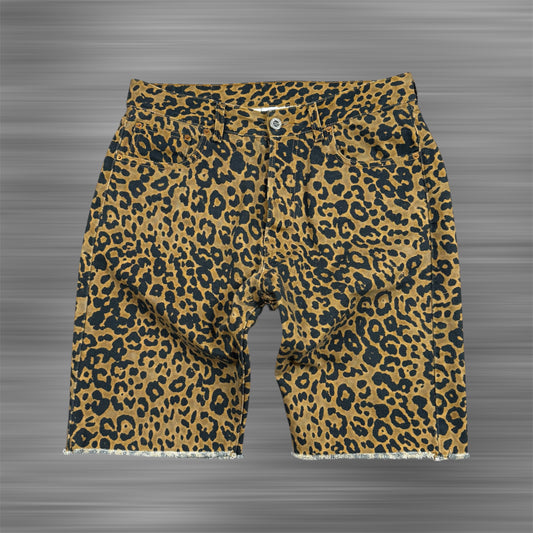 Vetements Leopard Denim Shorts