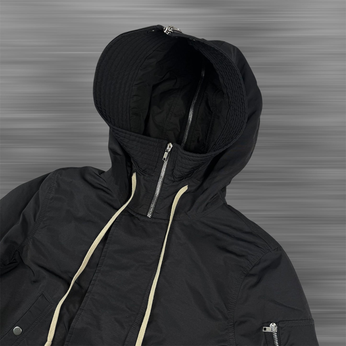 Rick Owens DRKSHDHW Black Hooded Long Heavy Parka