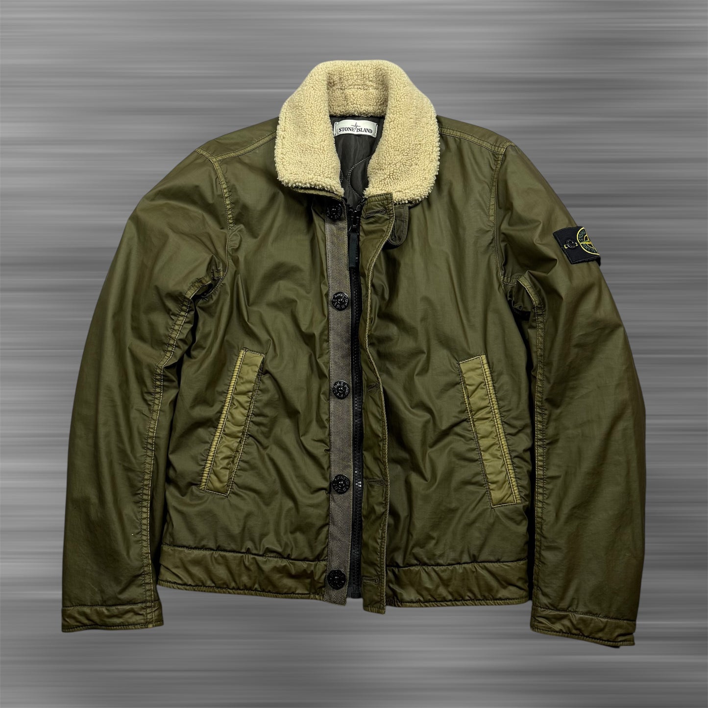 Stone Island Khaki Mussola Gommata Flight Jacket