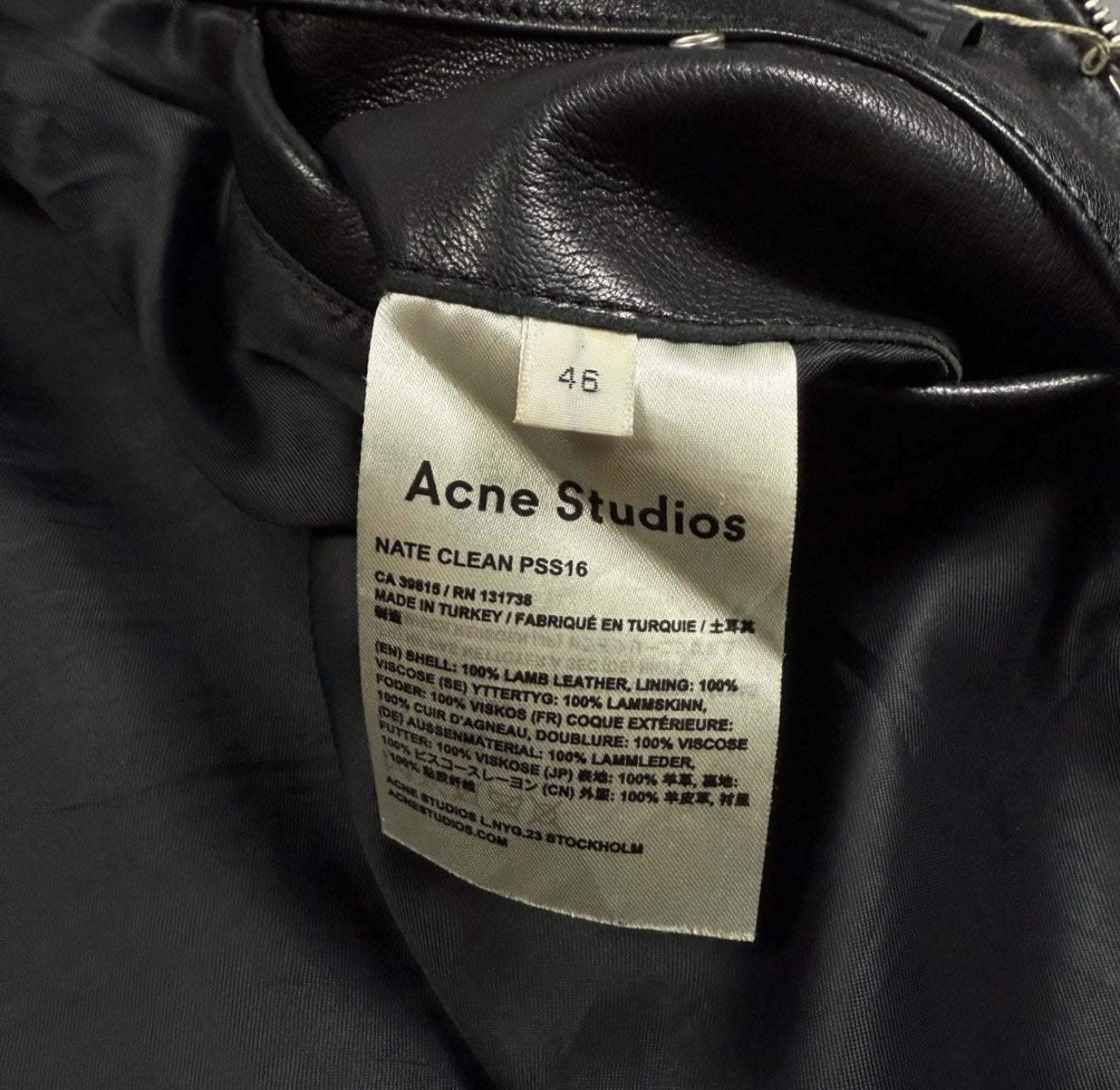 Acne Studios Nate Clean Leather Jacket