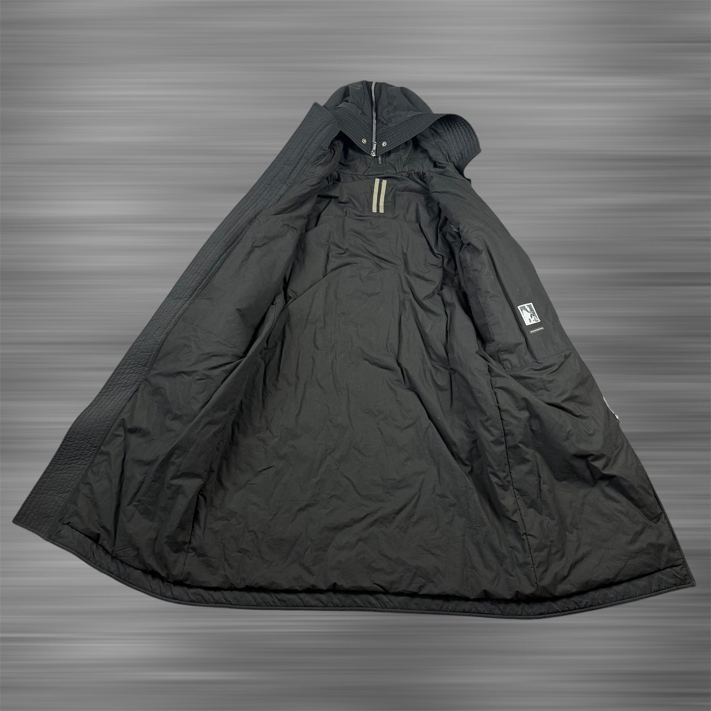 Rick Owens DRKSHDHW Black Hooded Long Heavy Parka