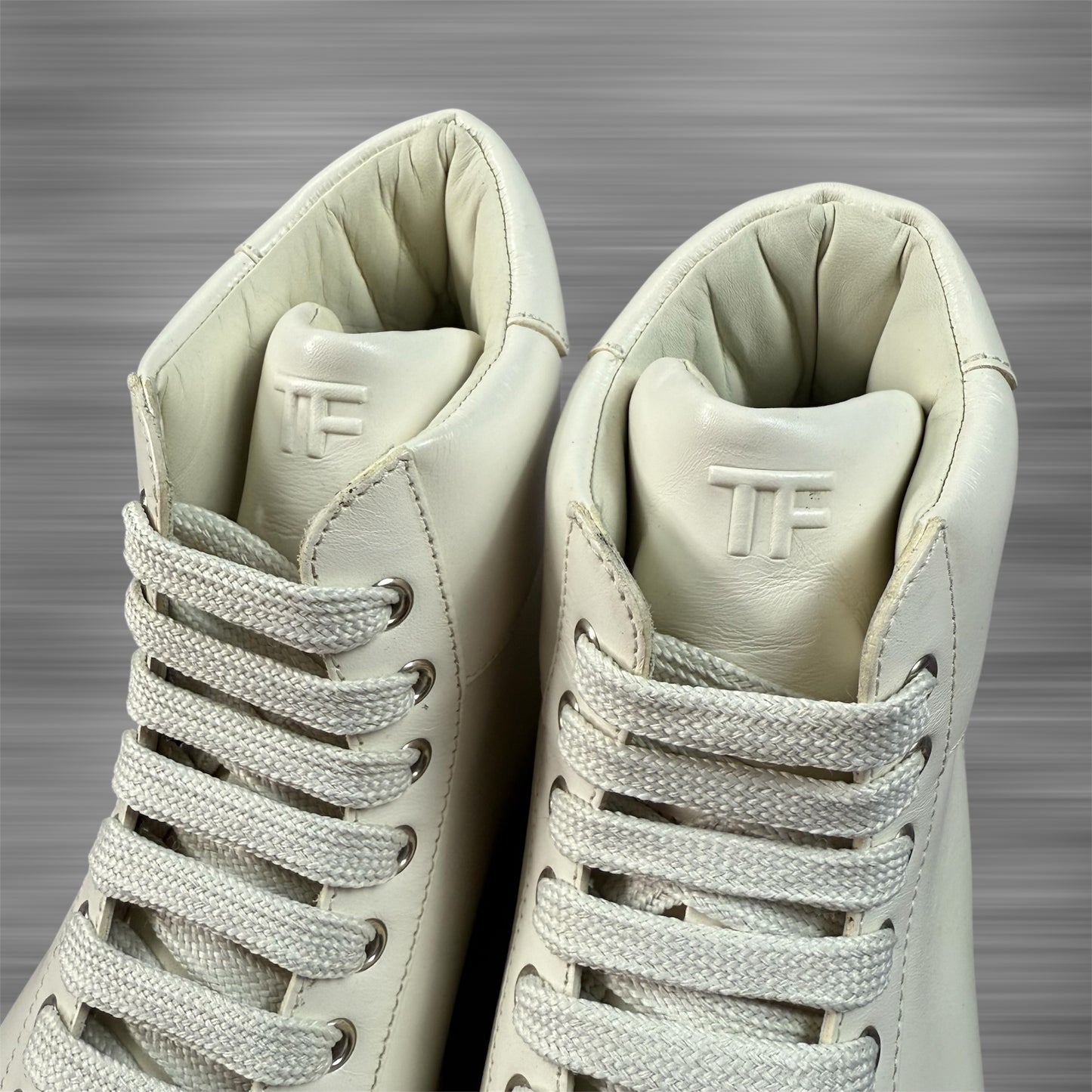 TOM FORD White Leather Russell High Top Shoes