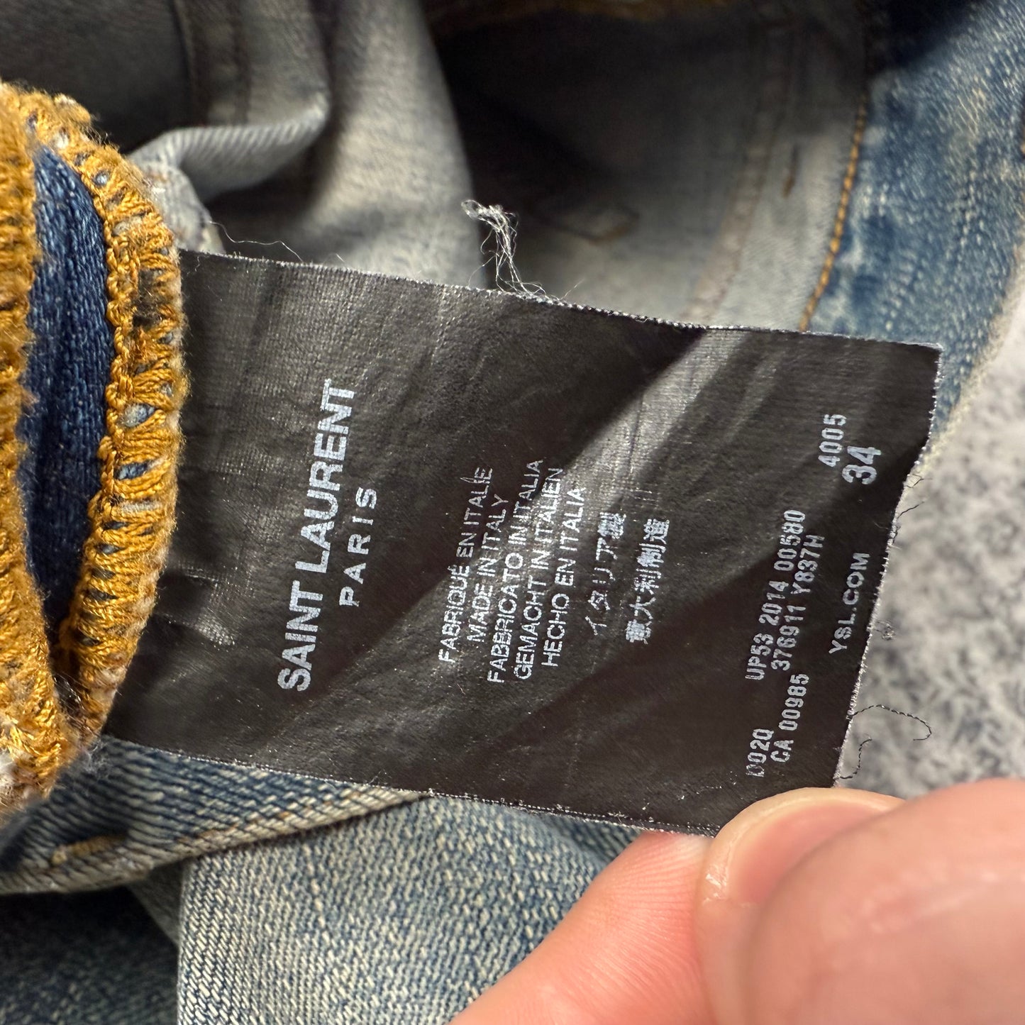 Saint Laurent Paris D02 Distressed Denim Jeans – Hedi Era