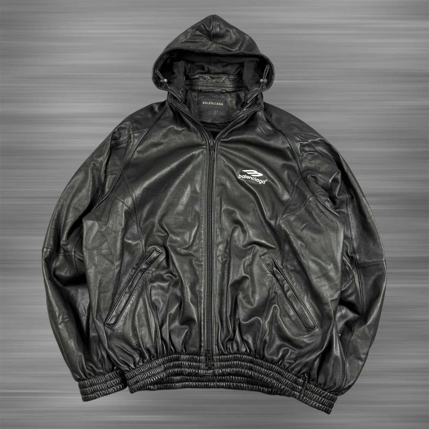 BALENCIAGA 3B Sports Icon leather track jacket