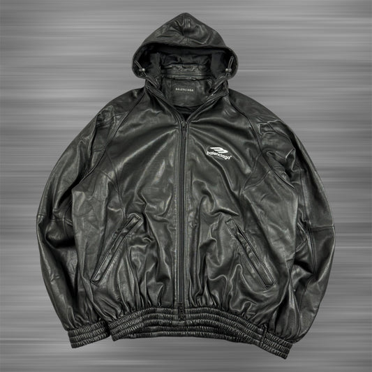 BALENCIAGA 3B Sports Icon leather track jacket