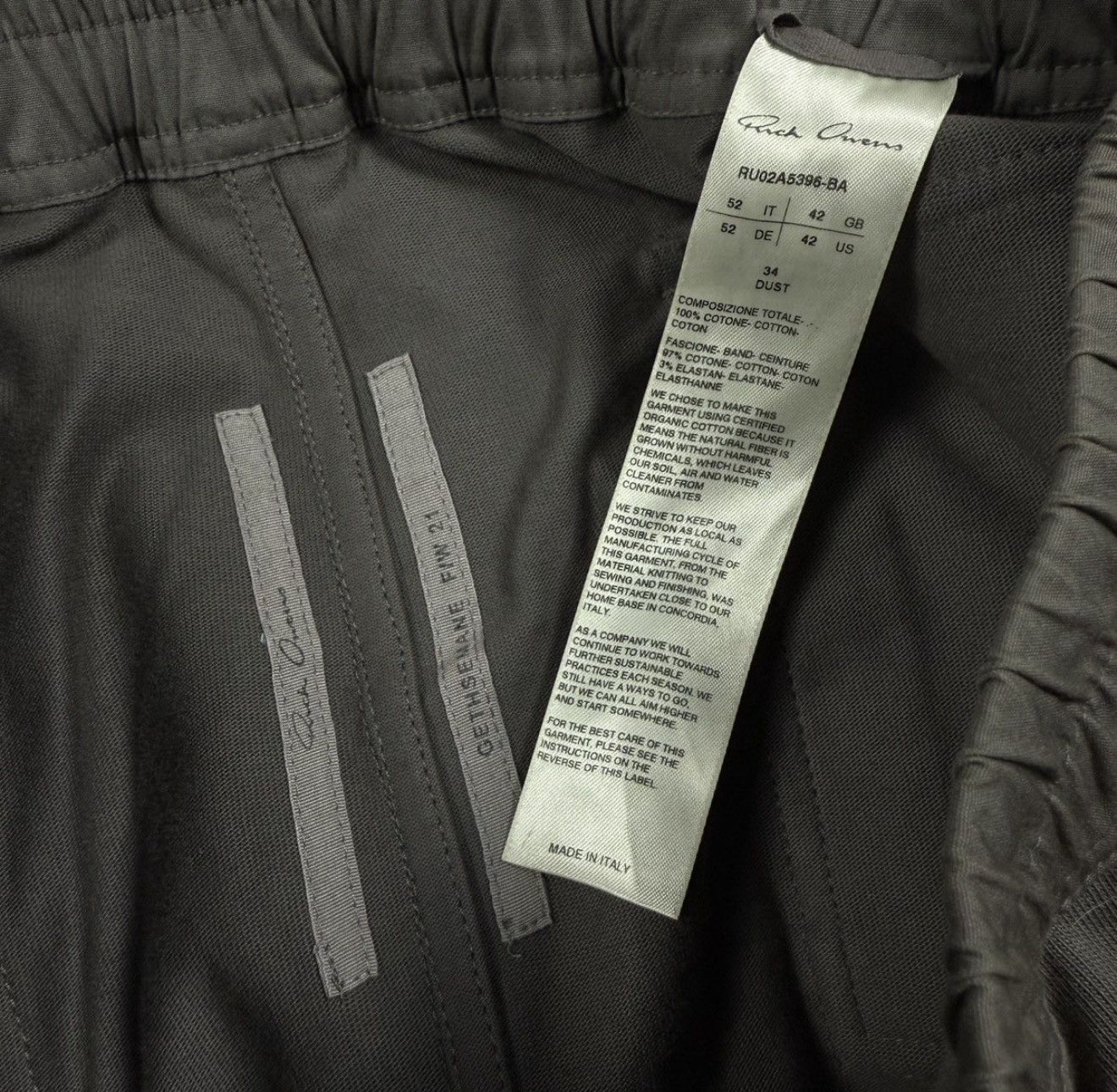 Rick Owens GETHSEMANE FW21 Cargo Pants