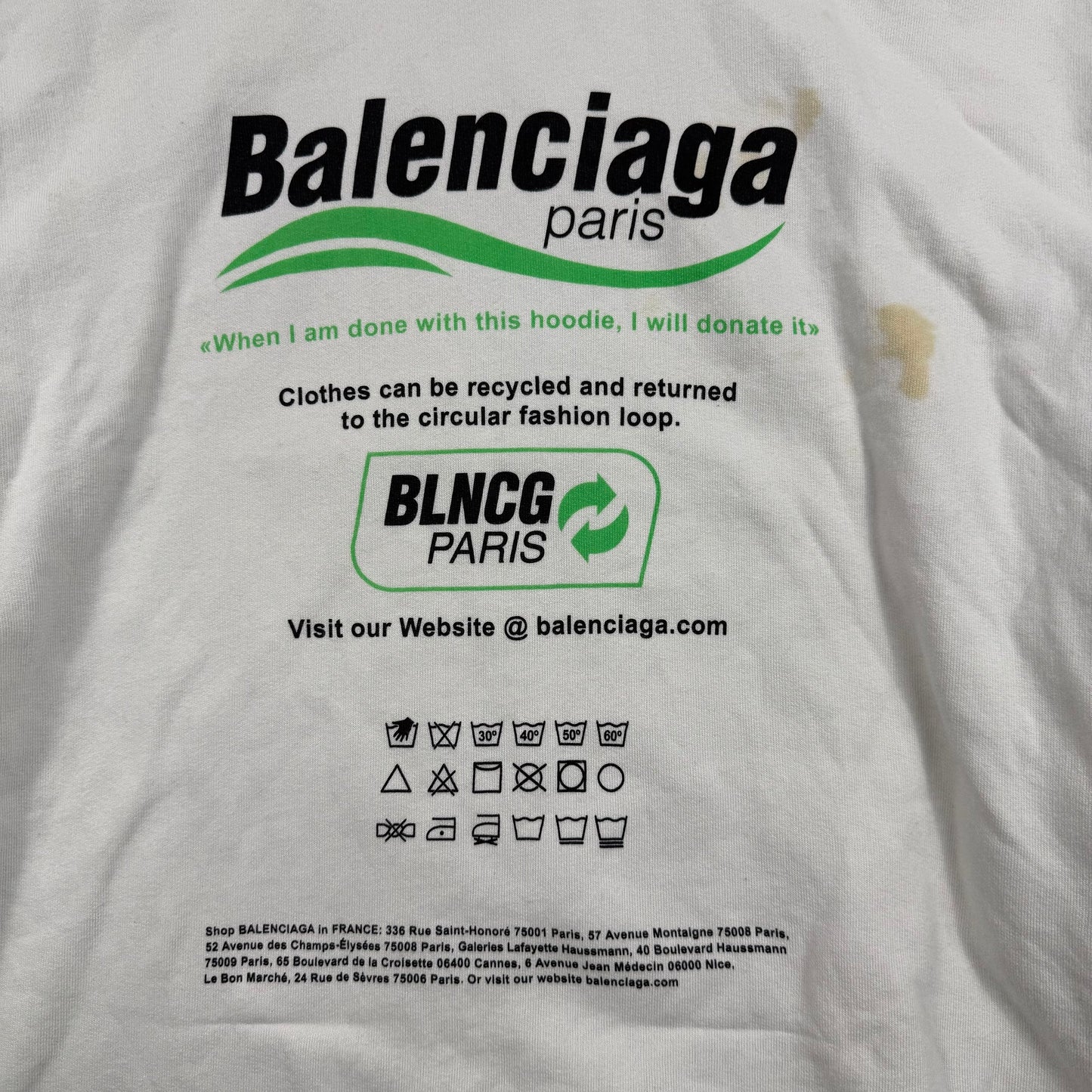 Balenciaga ‘Recycling’ White Pullover Hoodie