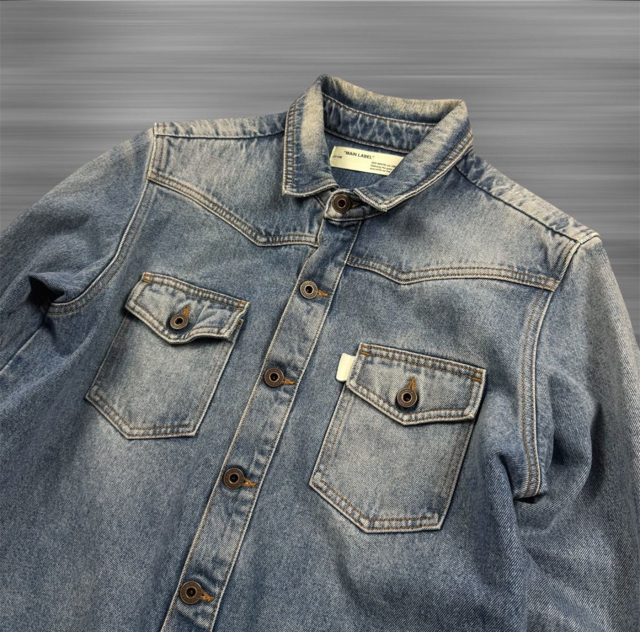 OFF-WHITE Diagonal Spray Denim Button-Up