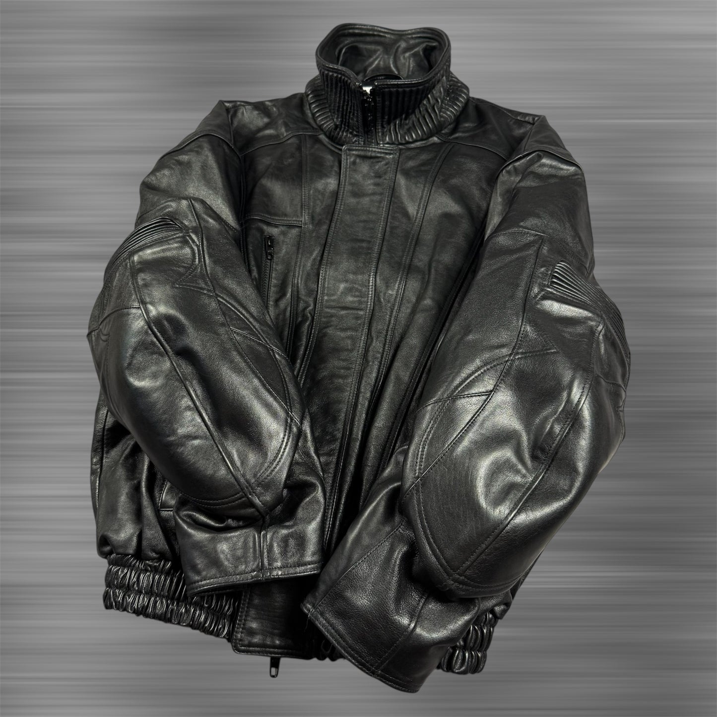 Balenciaga SS23 Leather Interlock Logo Biker Jacket