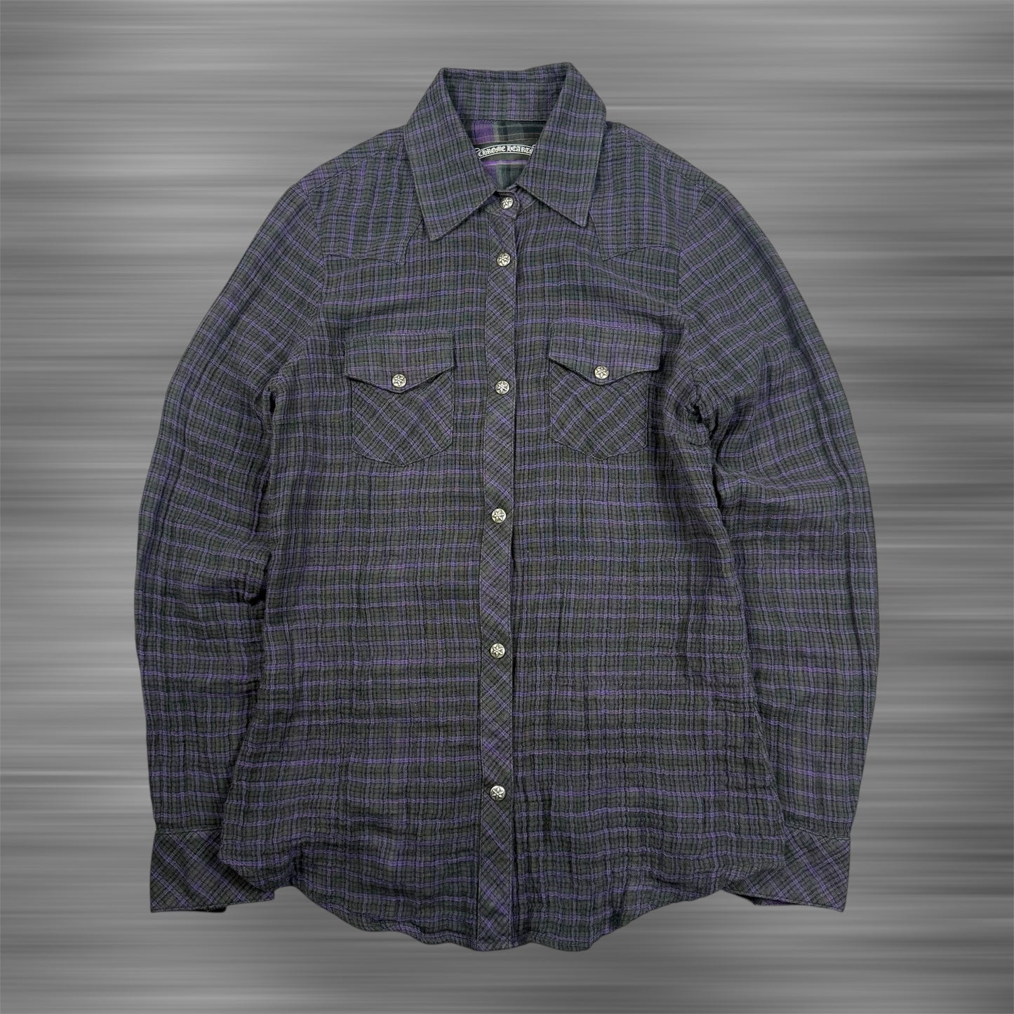 Chrome Hearts 2000s Purple/Grey Leather
Cross Fluer Flannel
