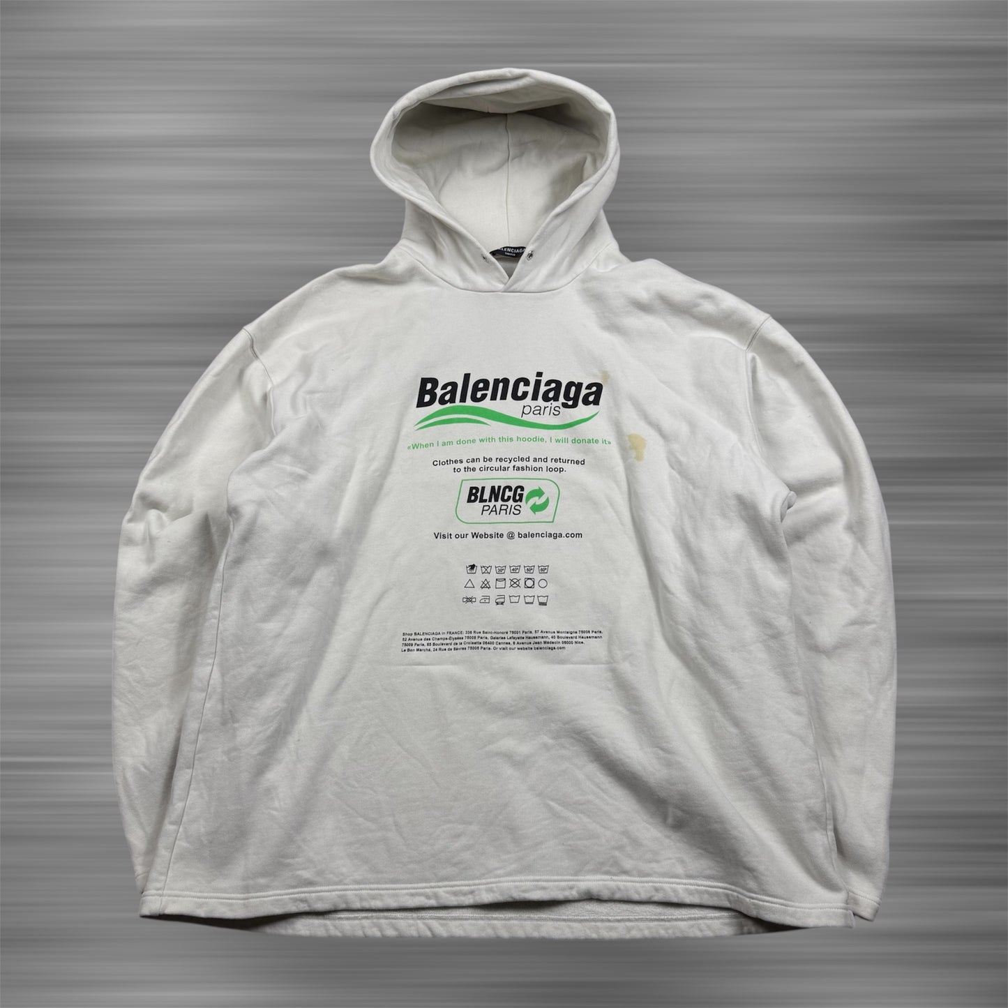 Balenciaga ‘Recycling’ White Pullover Hoodie