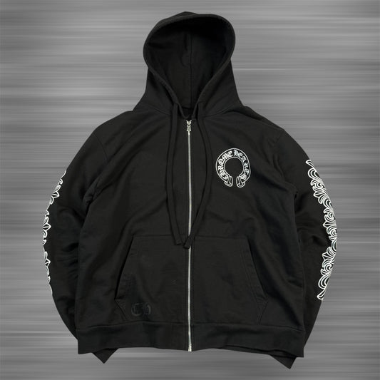 Chrome Hearts Floral Horseshoe Zip Up Hoodie