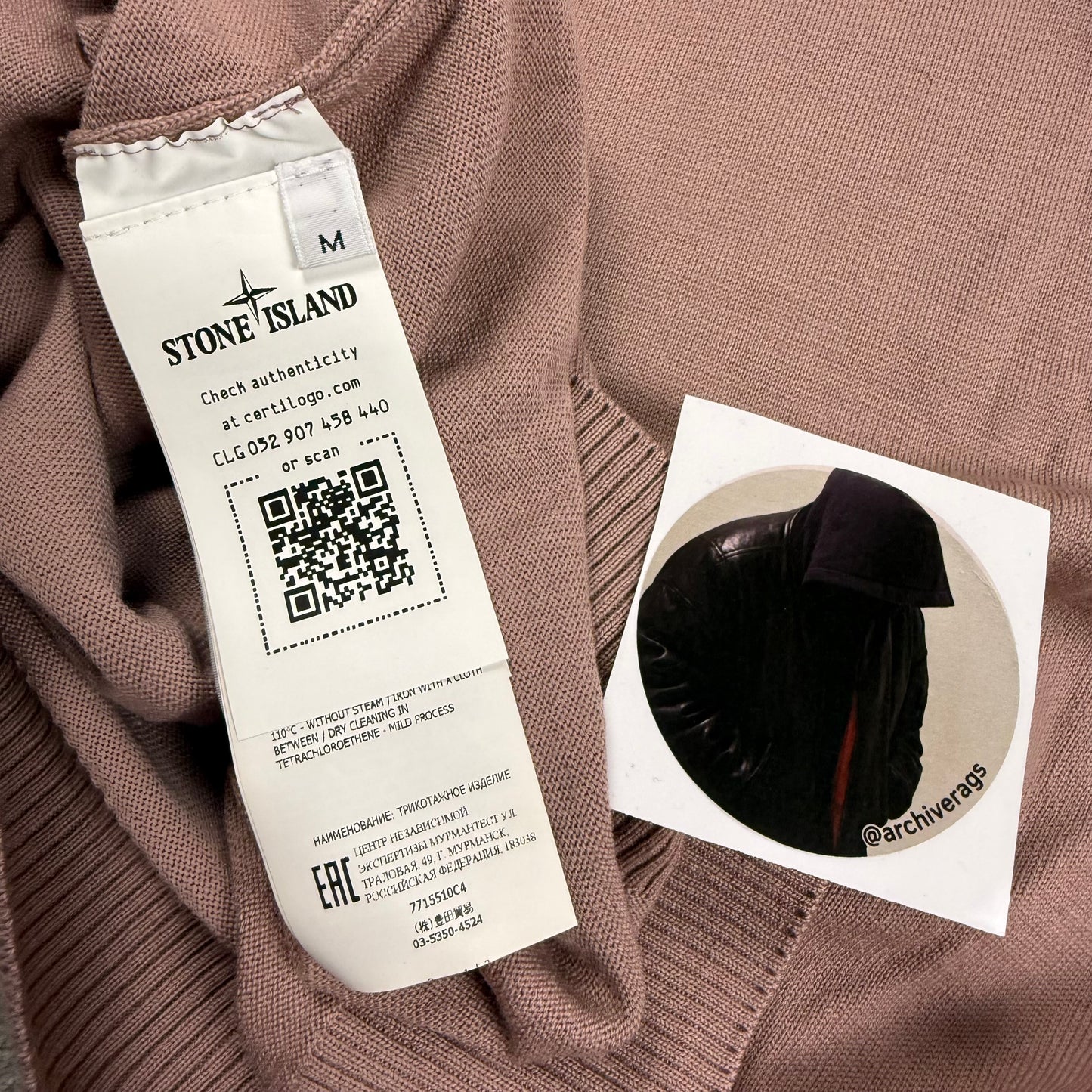 Stone Island Dust Pink Crewneck Knit Sweater