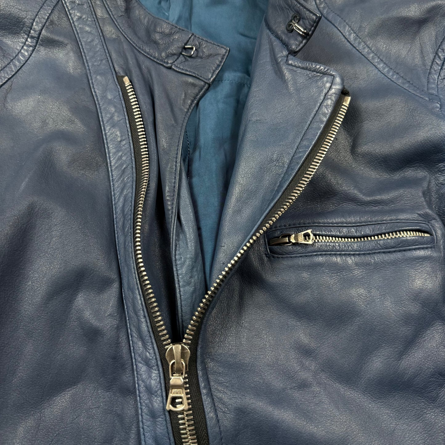 The Viridi Anne leather biker zipper jacket