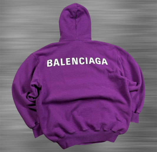 Balenciaga Purple Big Back Logo Hoodie