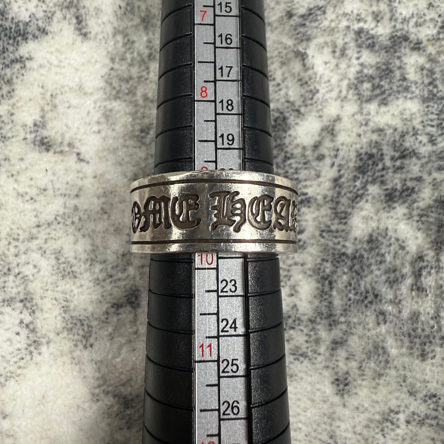 Chrome Hearts Large Scroll Label Silver Ring