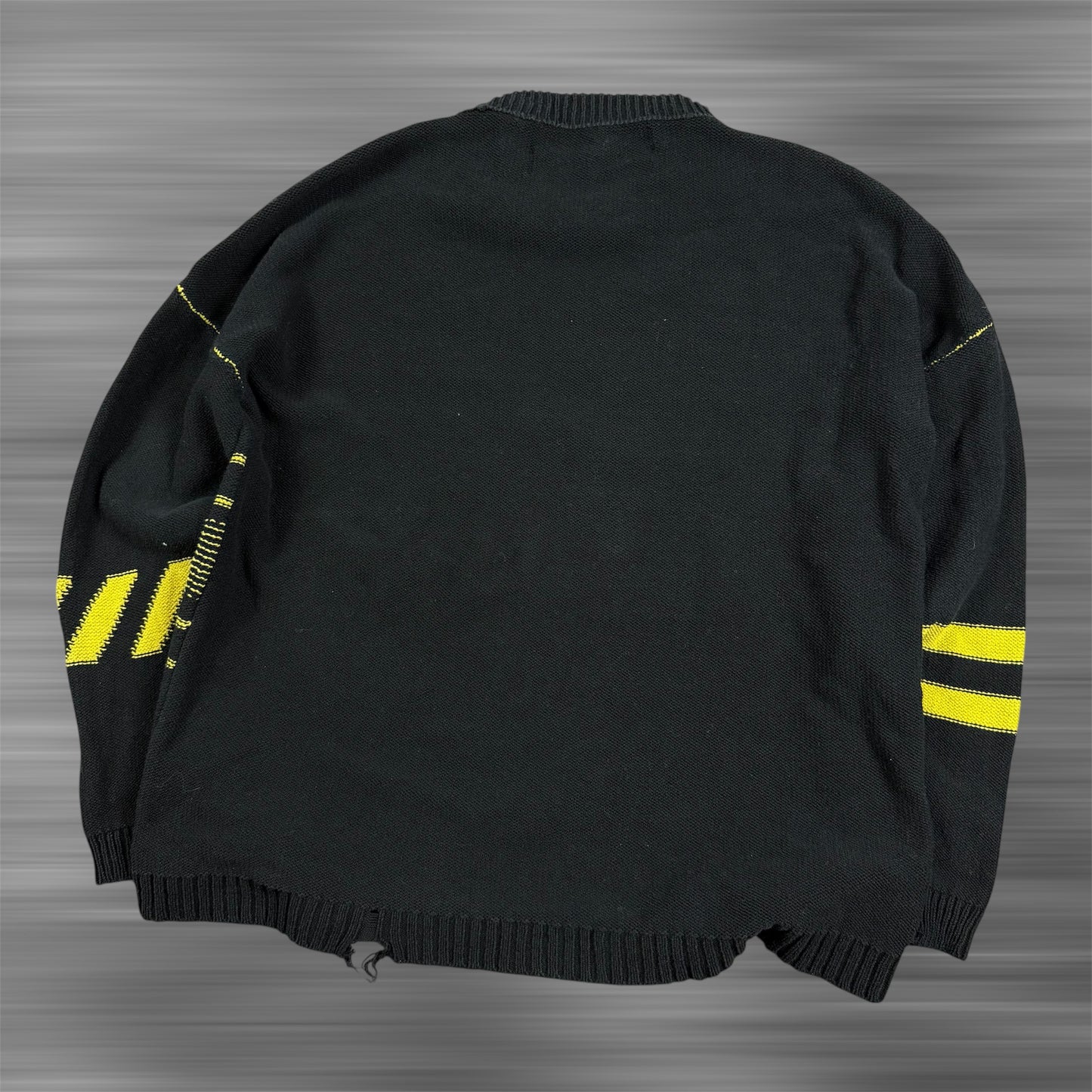OFF-WHITE Distressed Logo Intarsia Wool Sweater