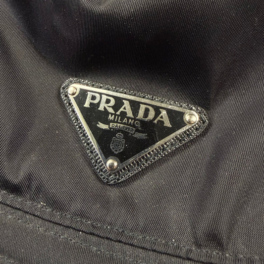 Prada Black Re-Nylon Triangle Logo Bucket Hat