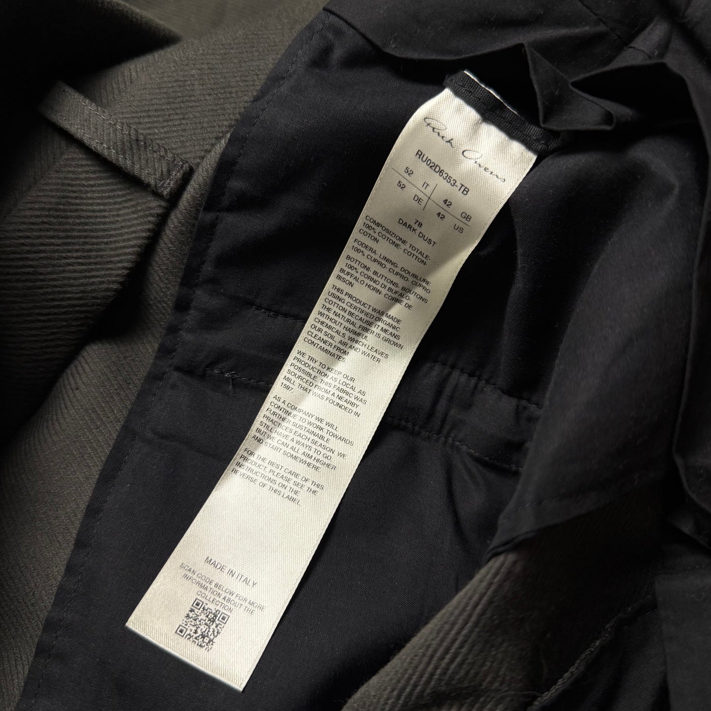 Rick Owens Tailored Belas Trousers – Dark Dust Pants