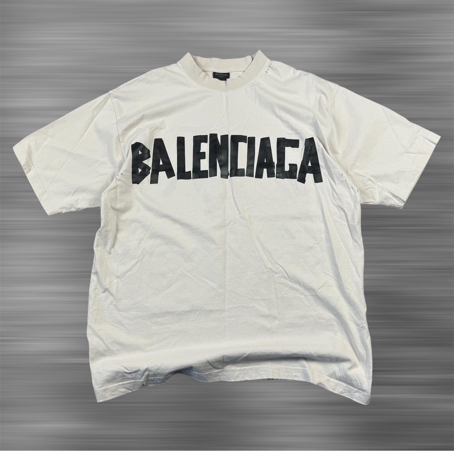 Balenciaga Tape Distressed White T-Shirt
