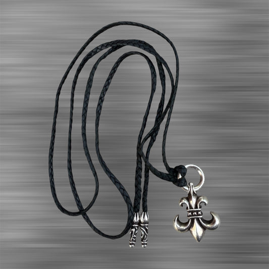 Chrome Hearts Fleur Pendant + Leather Necklace Combo