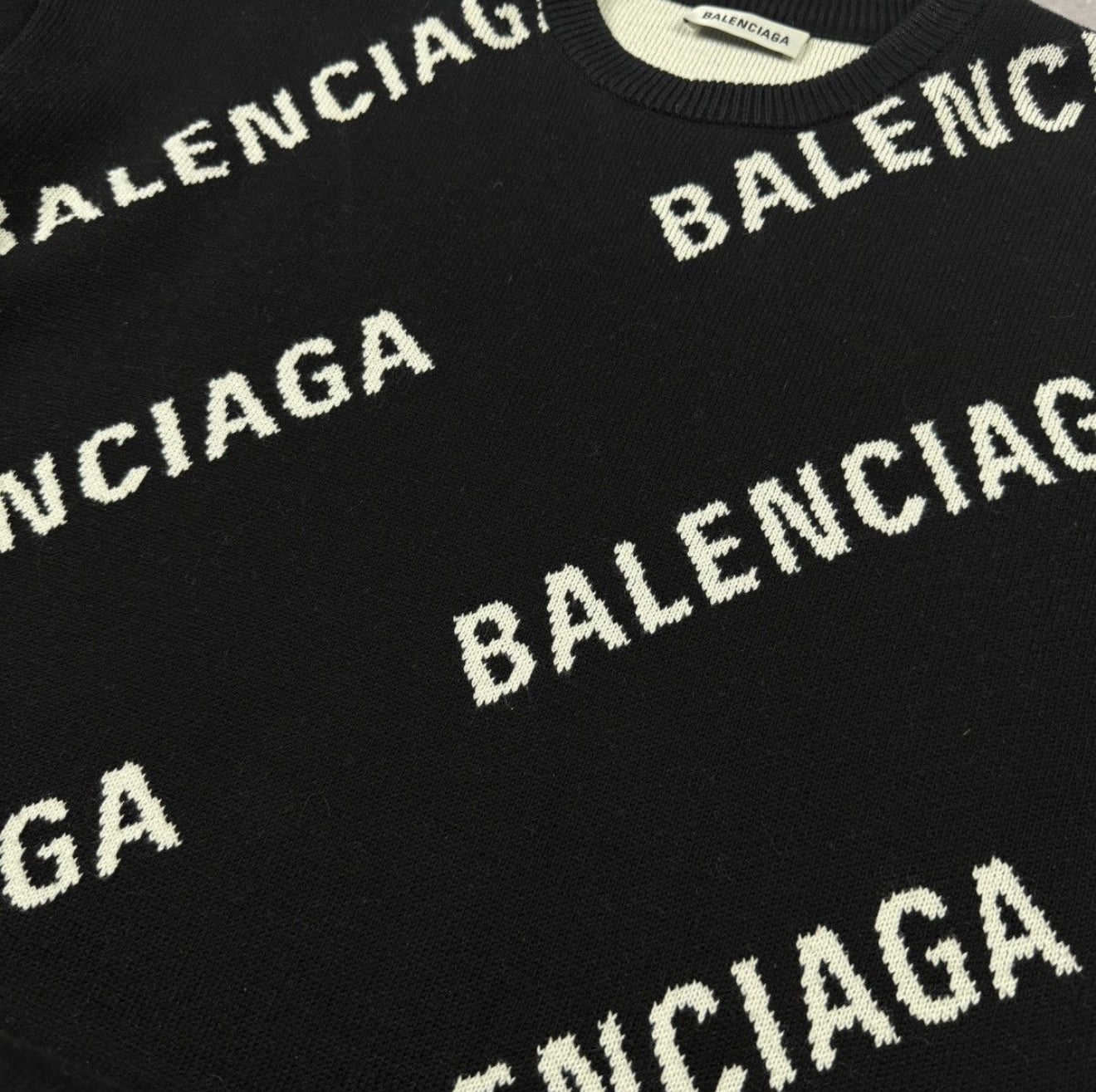 Balenciaga Black Monogram Knit Sweater