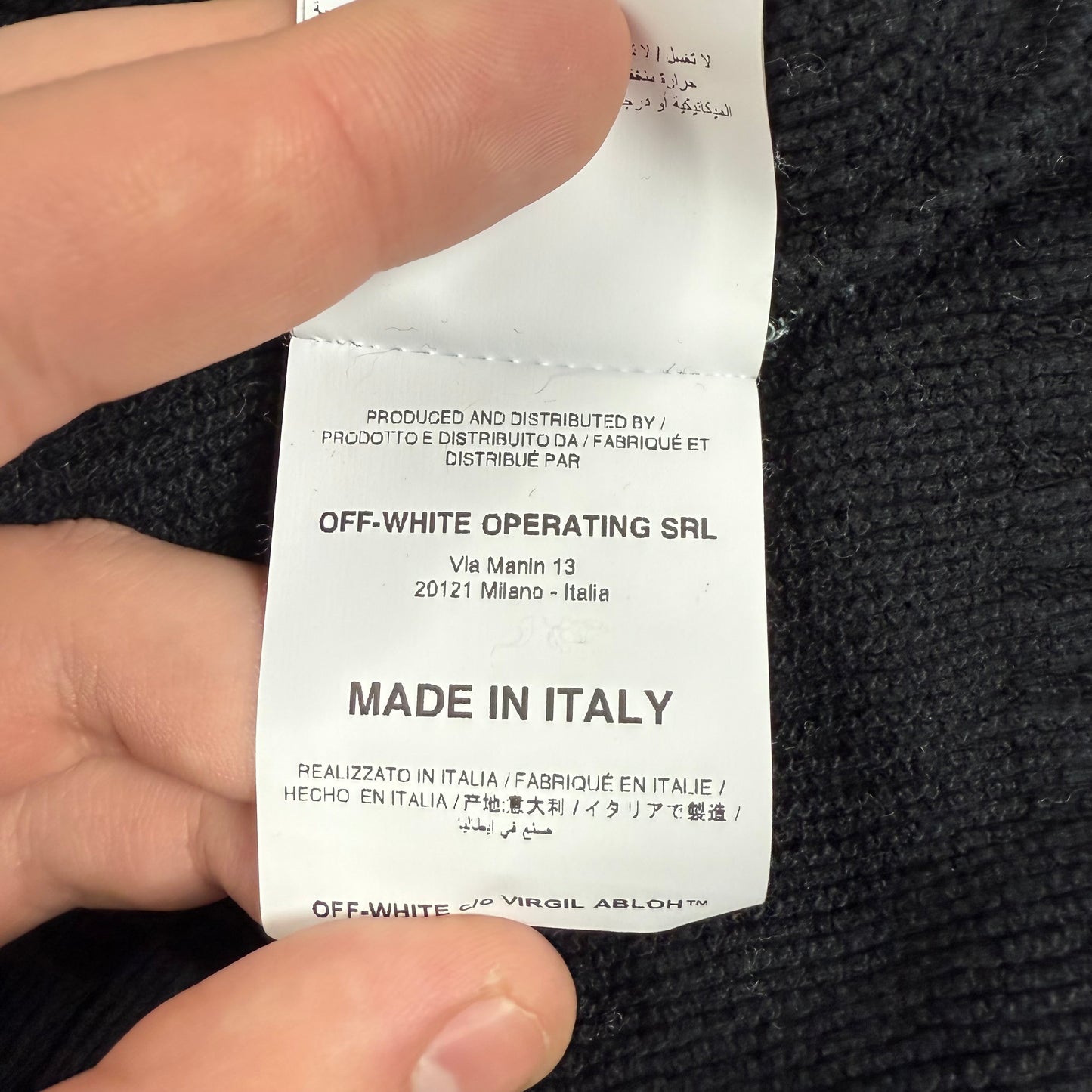 OFF-WHITE Distressed Logo Intarsia Wool Sweater